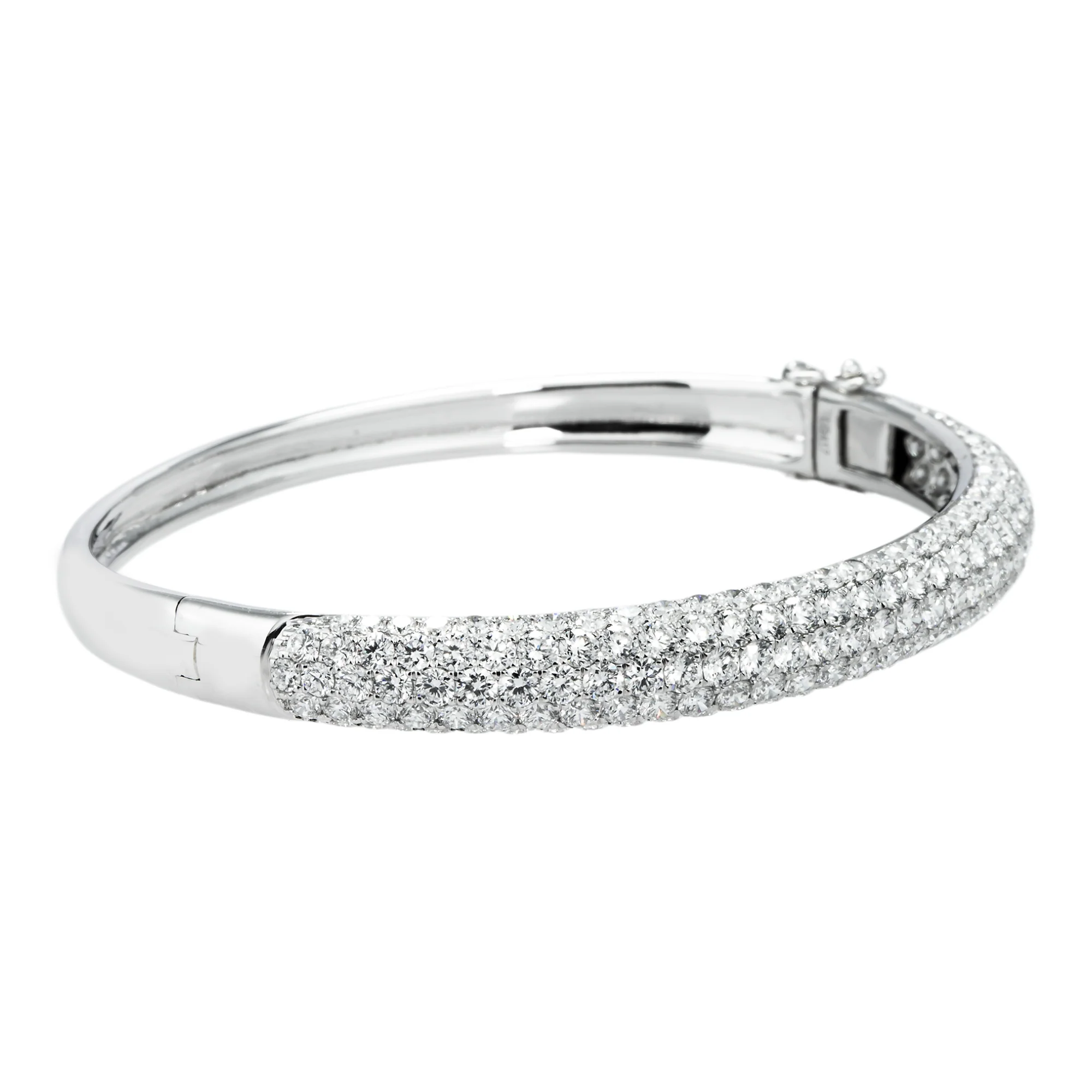 White Gold 4 Row Pave Set Round Diamond Bangle Bracelet 6.62ct - Image 3