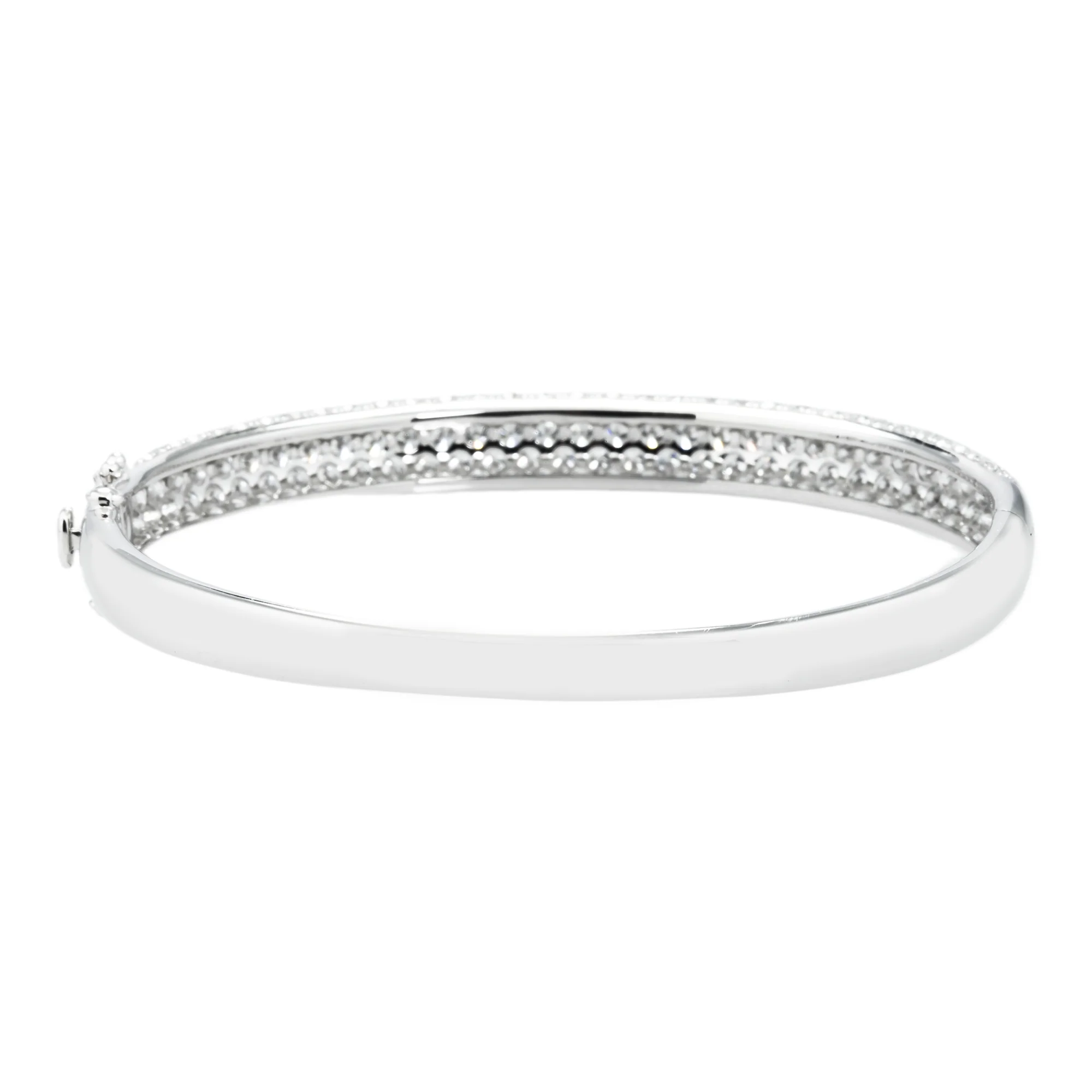 White Gold 4 Row Pave Set Round Diamond Bangle Bracelet 6.62ct - Image 4