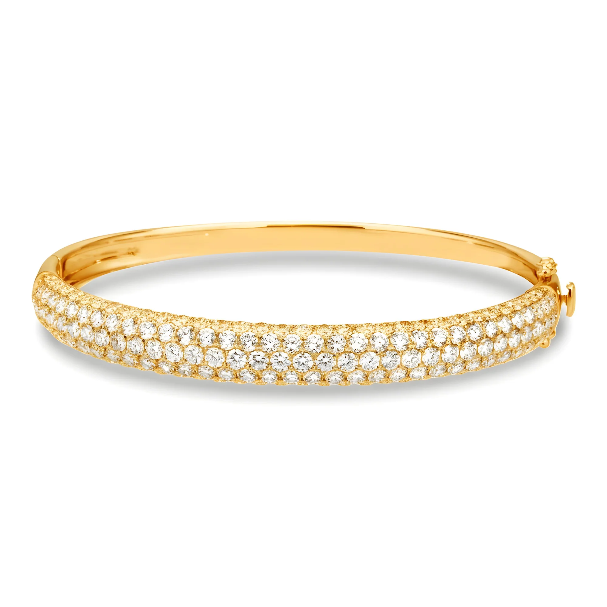 White Gold 4 Row Pave Set Round Diamond Bangle Bracelet 6.62ct - Image 6