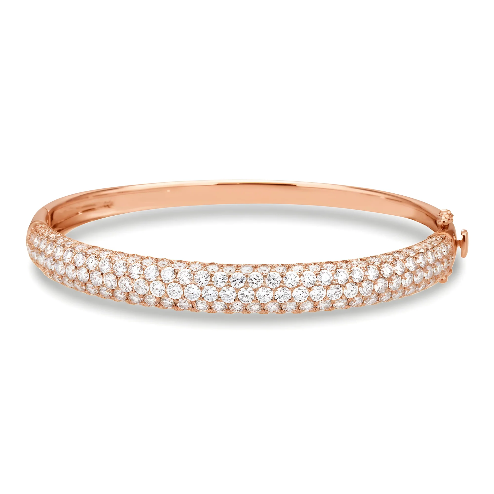 White Gold 4 Row Pave Set Round Diamond Bangle Bracelet 6.62ct - Image 8
