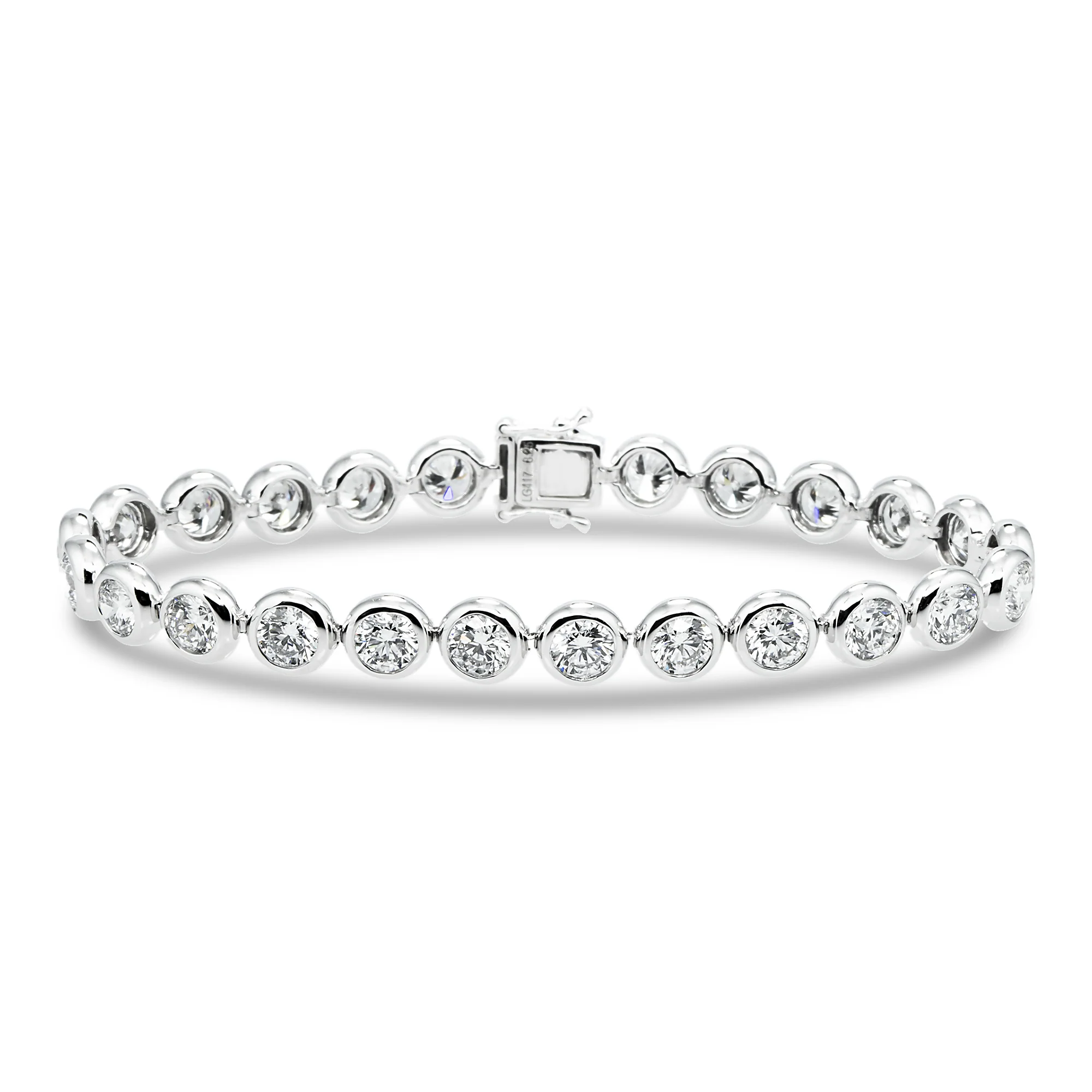 White Gold Bezel Set Round Diamond Tennis Bracelet 8.25ct (6.5"-8.5")