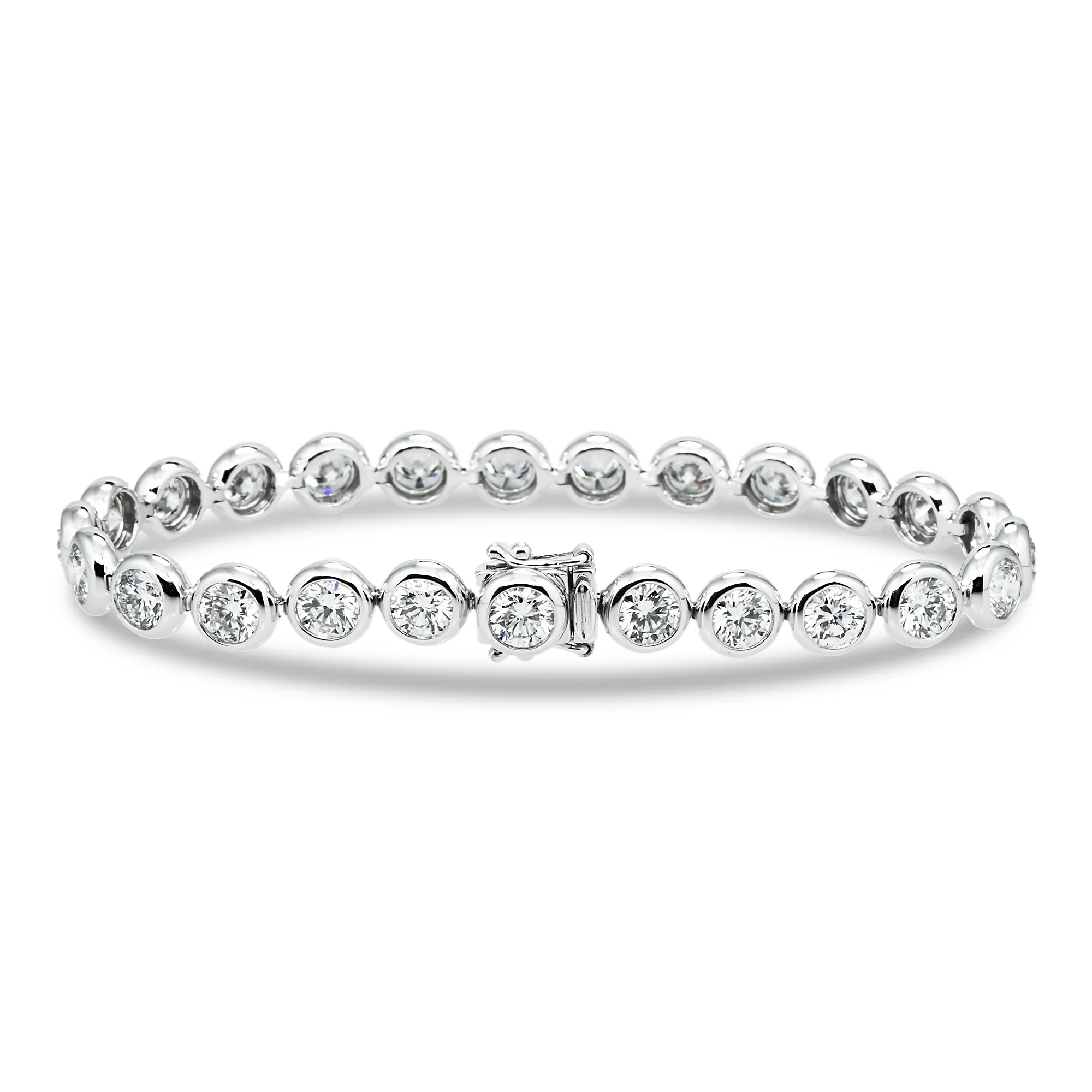 White Gold Bezel Set Round Diamond Tennis Bracelet 8.25ct (6.5"-8.5") - Image 4