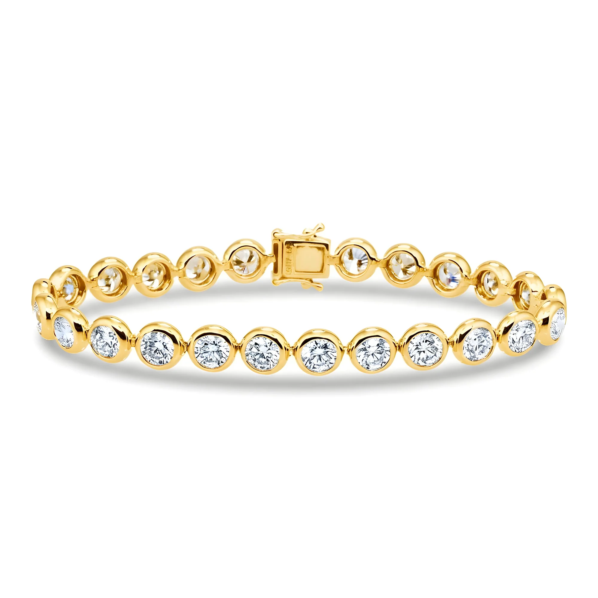 White Gold Bezel Set Round Diamond Tennis Bracelet 8.25ct (6.5"-8.5") - Image 5