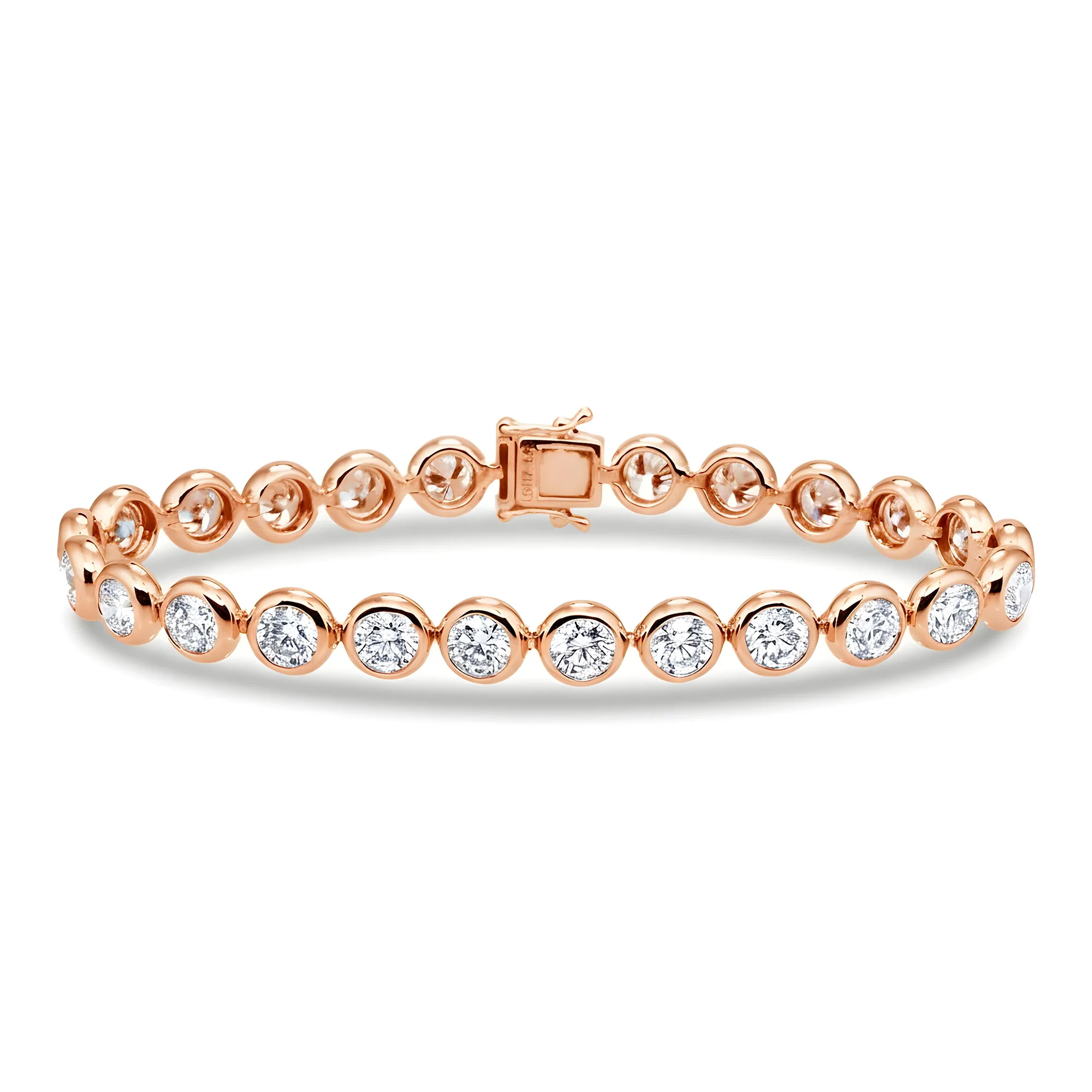 White Gold Bezel Set Round Diamond Tennis Bracelet 8.25ct (6.5"-8.5") - Image 7