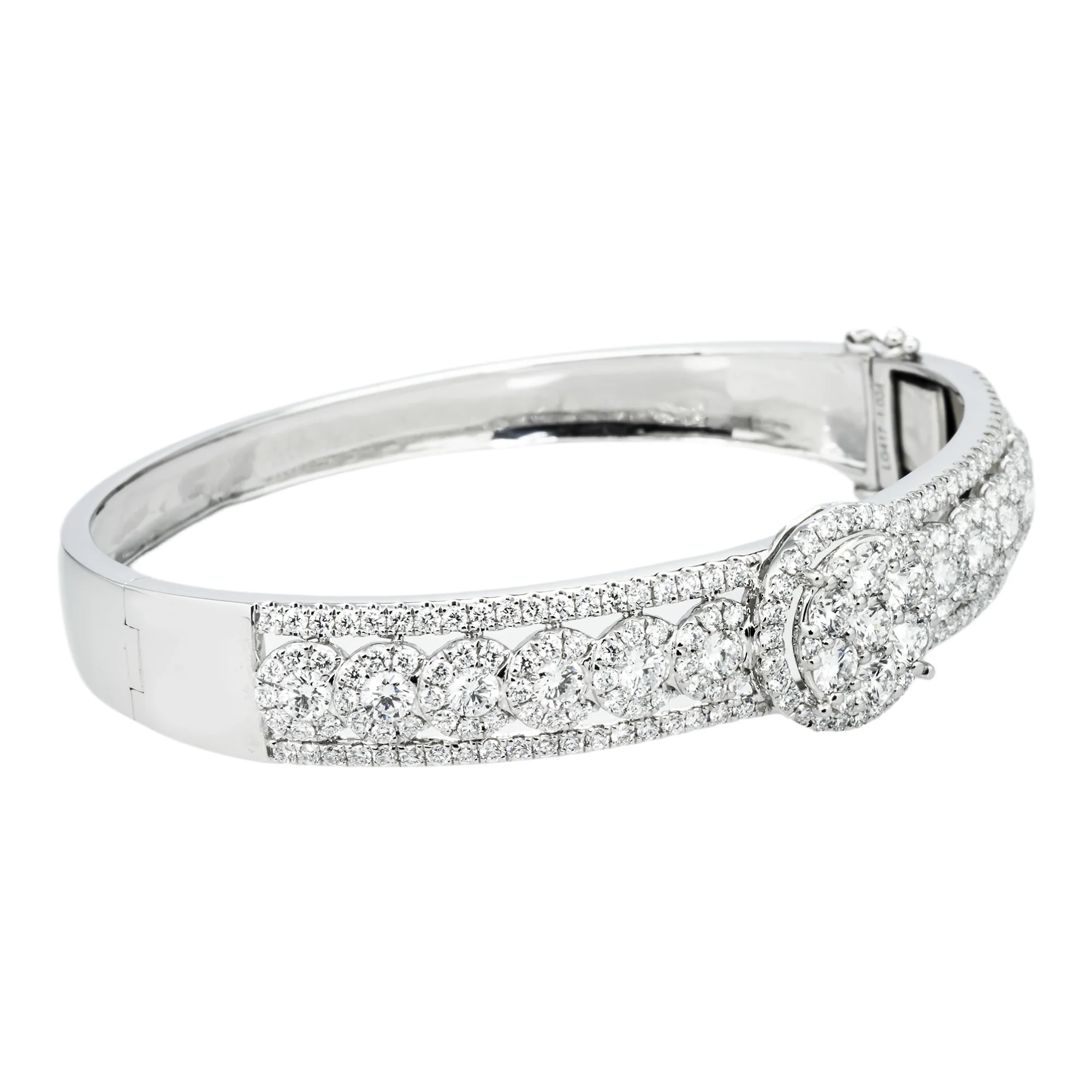 White Gold Detailed Round Diamond Bangle Bracelet 4.70ct - Image 3