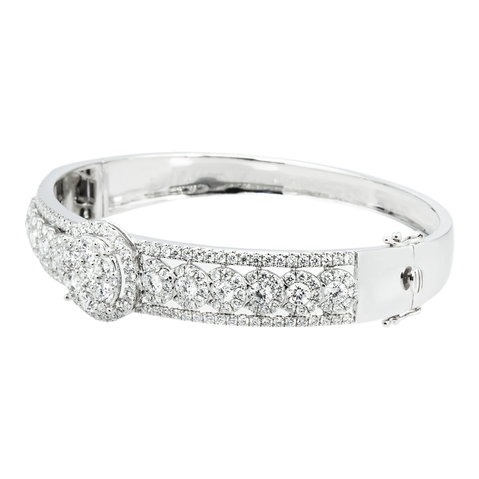 White Gold Detailed Round Diamond Bangle Bracelet 4.70ct - Image 5