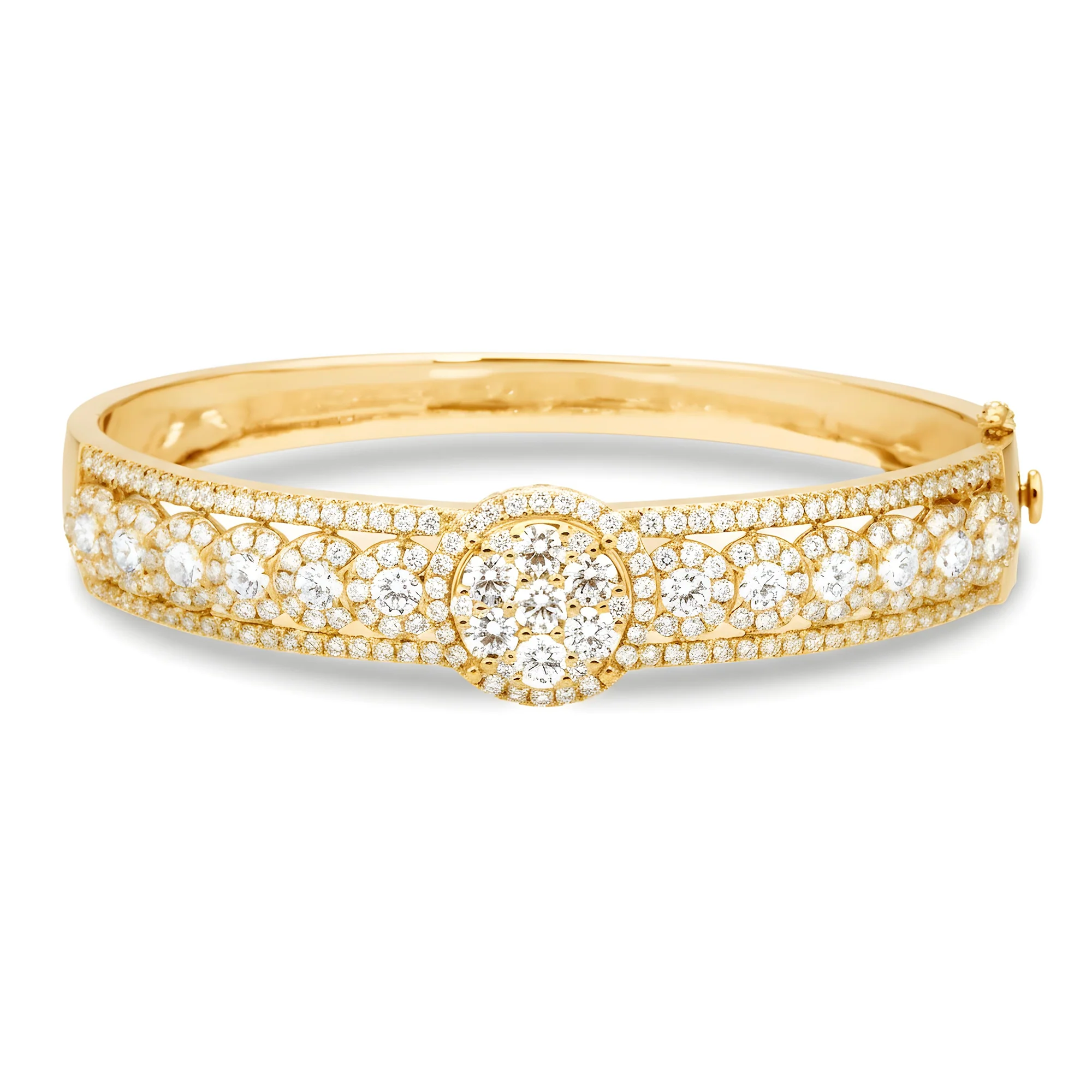 White Gold Detailed Round Diamond Bangle Bracelet 4.70ct - Image 6