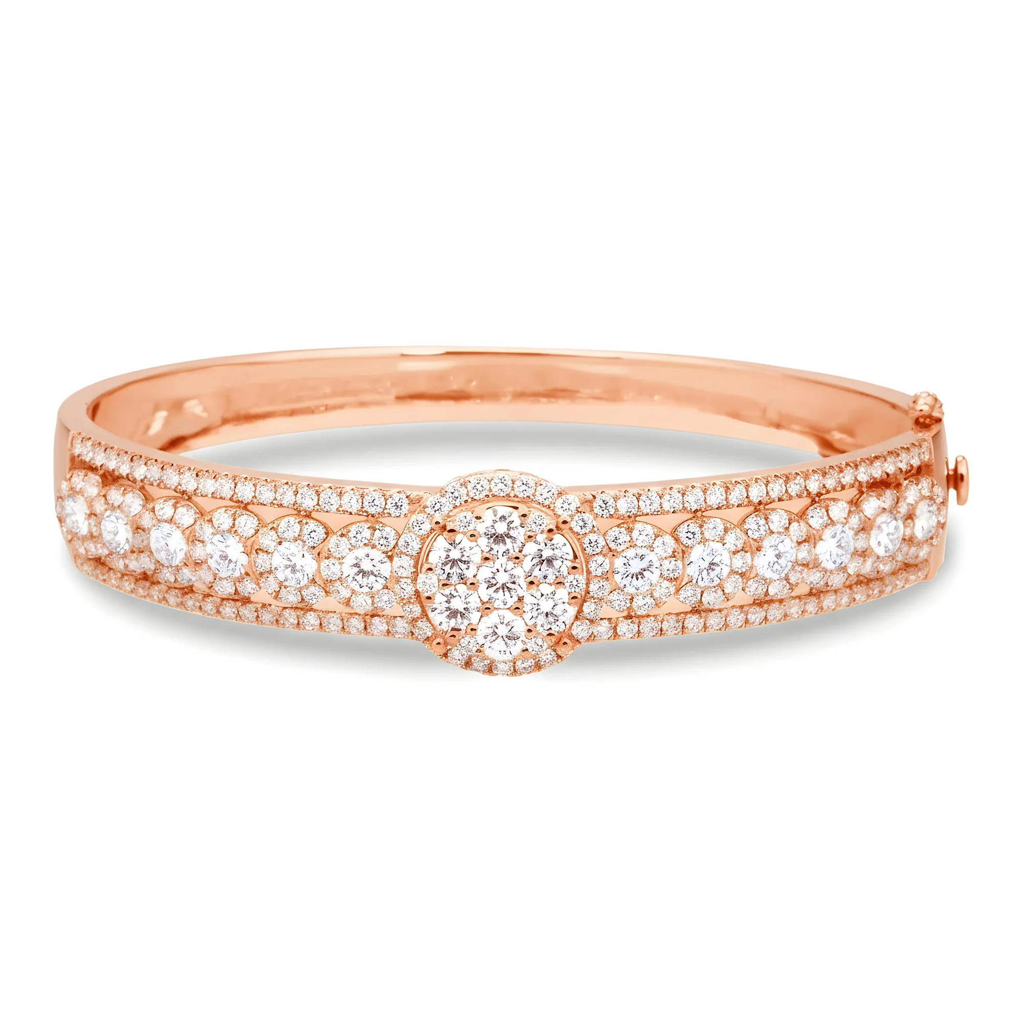 White Gold Detailed Round Diamond Bangle Bracelet 4.70ct - Image 8