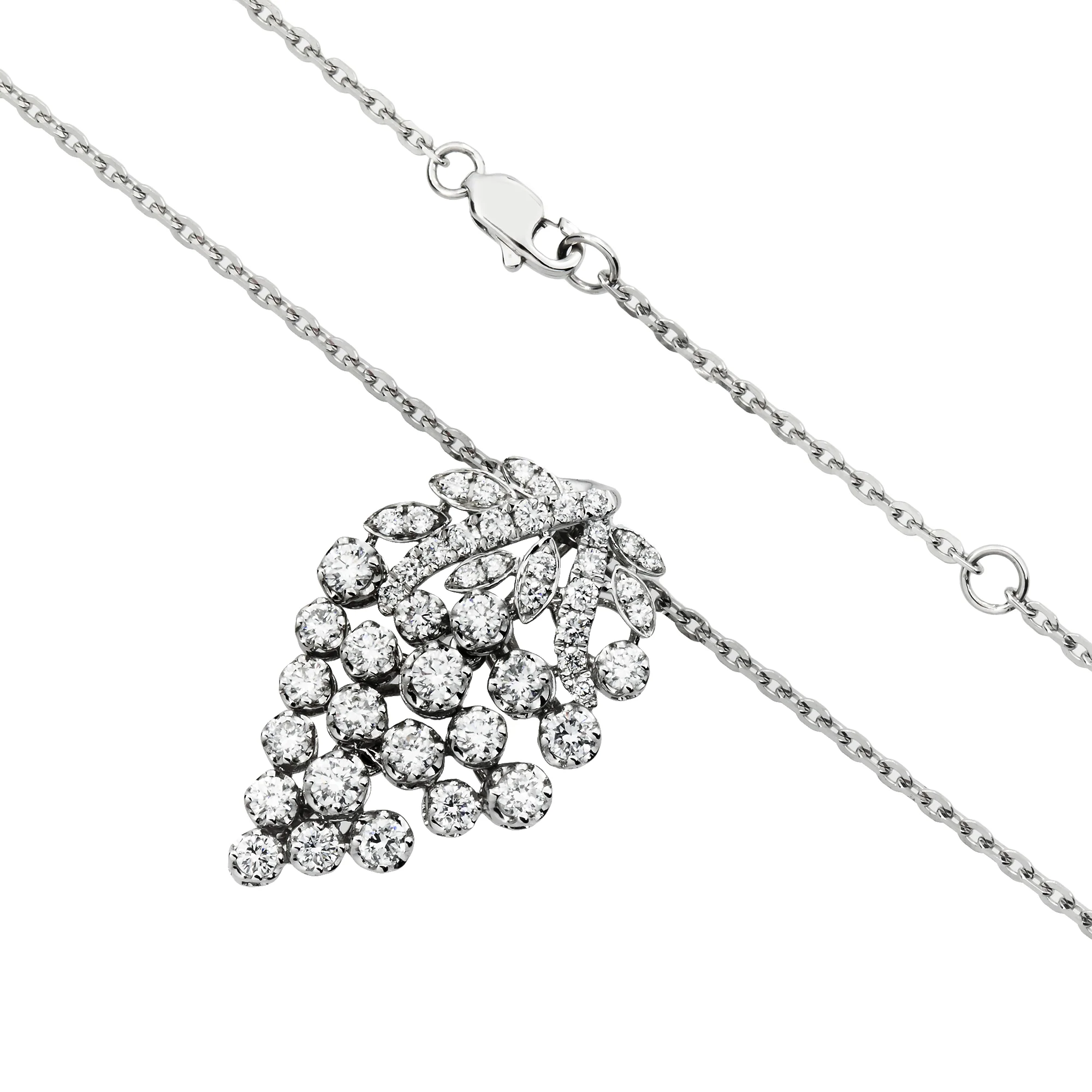 White Gold Diamond Berry Pendant & Chain Necklace 1.63ct - Image 3