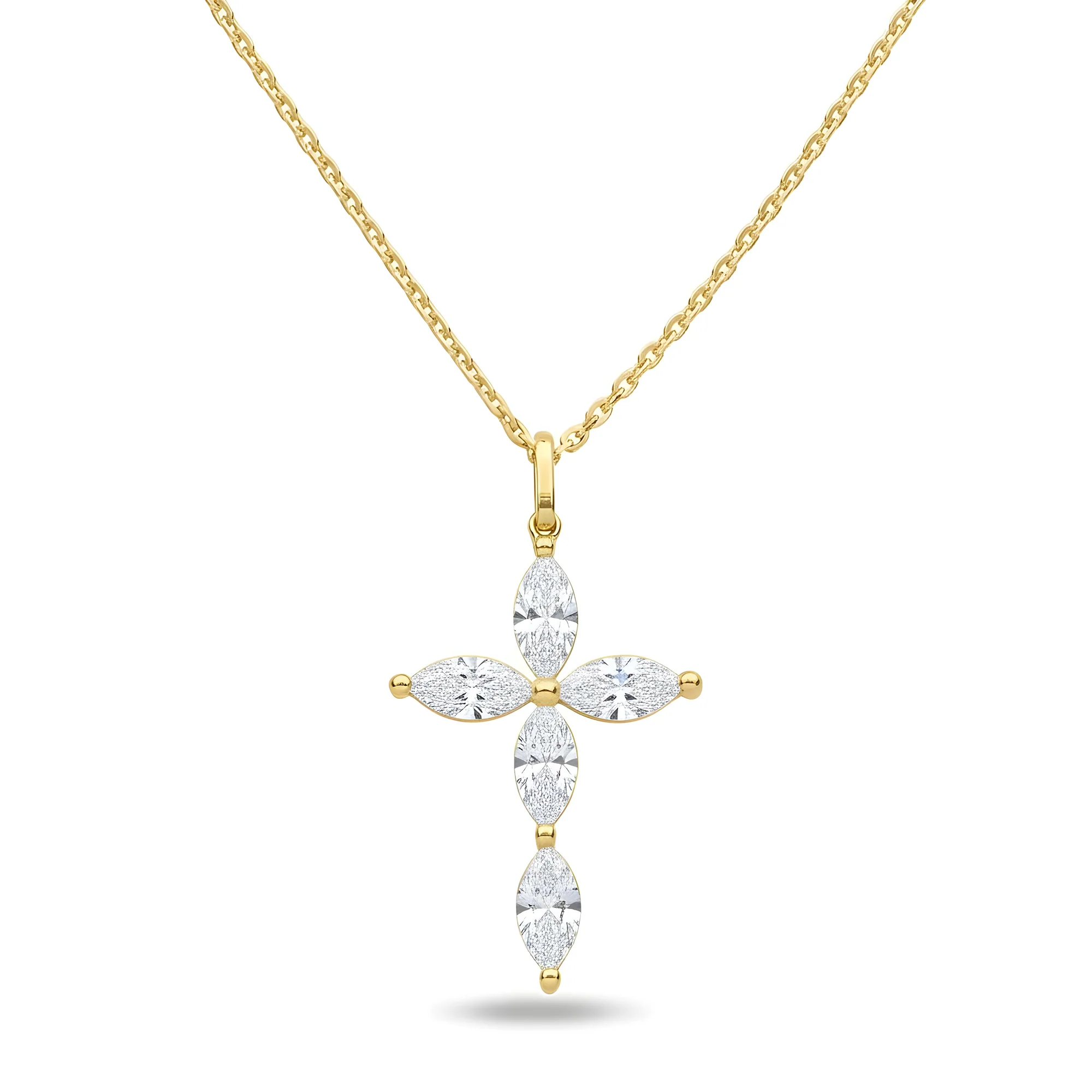 White Gold Marquise Cut Diamond Cross Pendant & Chain Necklace 1.48ct - Image 4