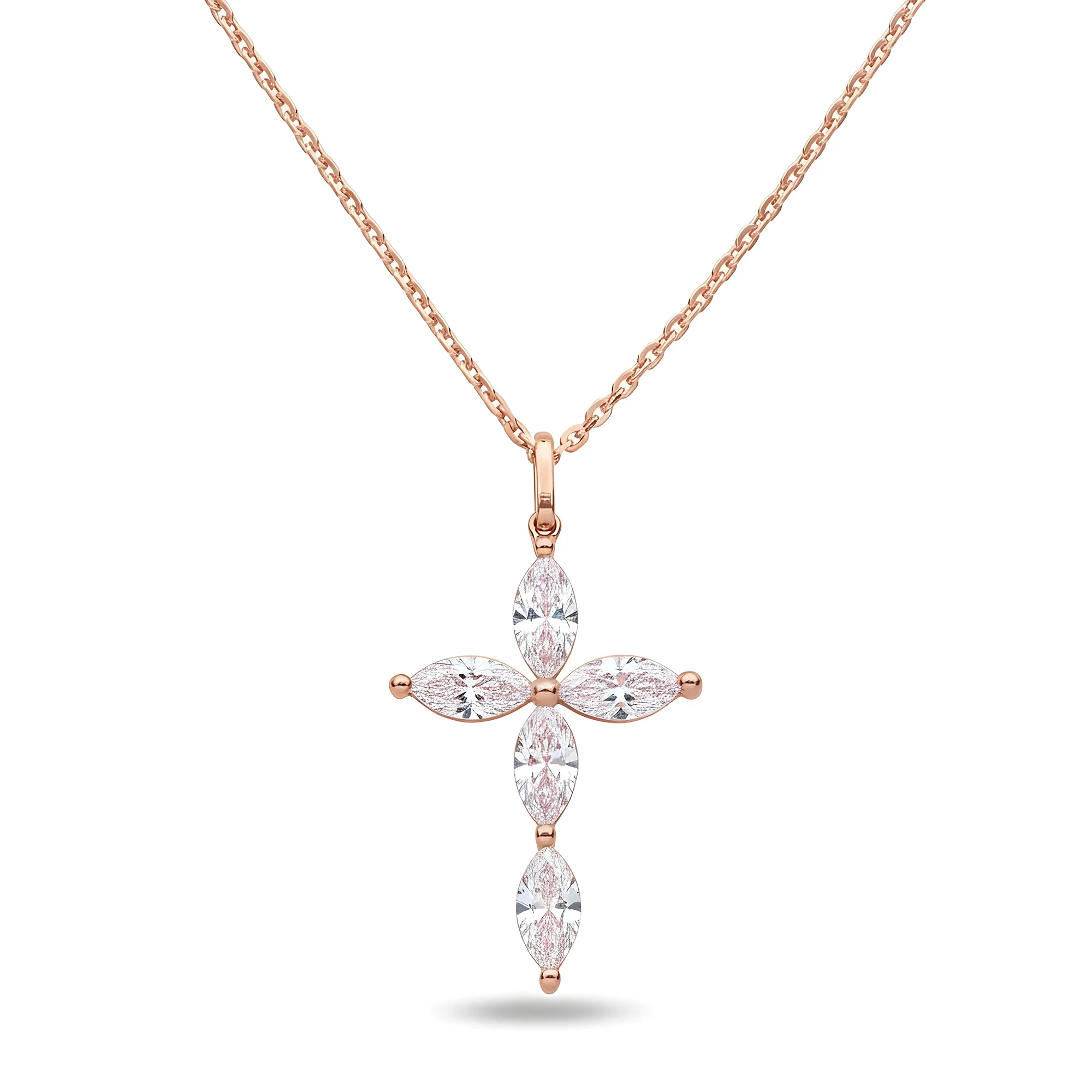 White Gold Marquise Cut Diamond Cross Pendant & Chain Necklace 1.48ct - Image 6