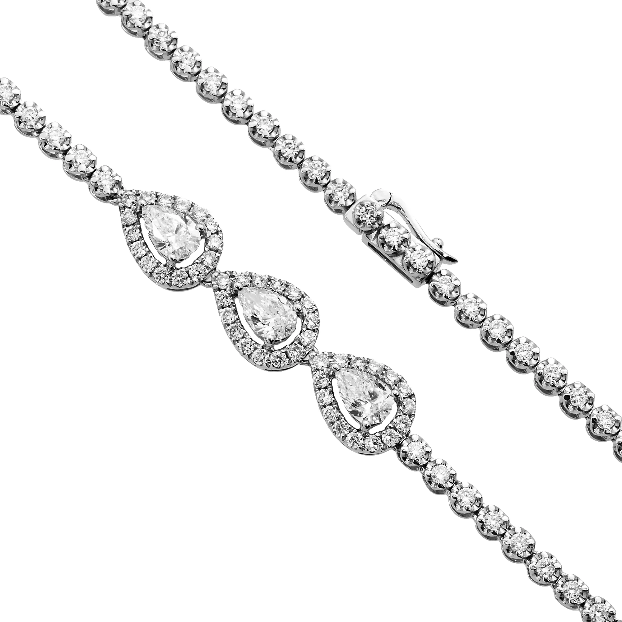 White Gold Pear & Round Diamond Floating Rain Drop Necklace 14.71ct (Extra Long 36") - Image 3