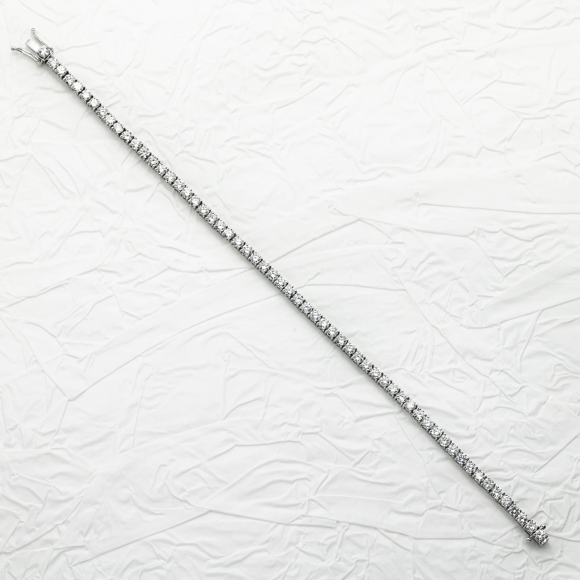 White Gold Round Cut Diamond Tennis Bracelet 4.97ct (6.5"-8.5") - Image 3