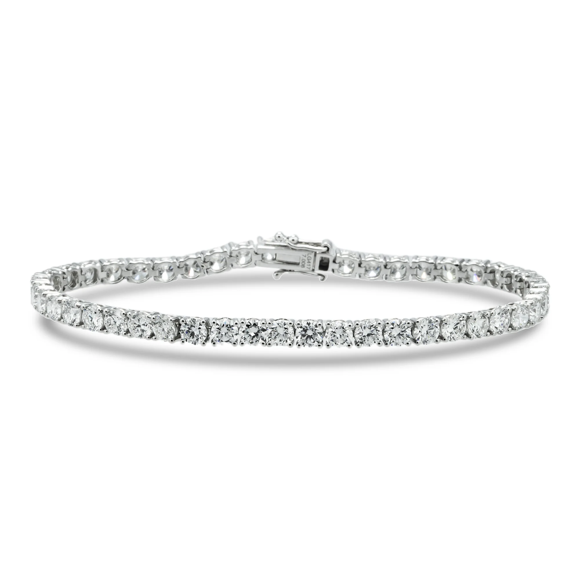 White Gold Round Cut Diamond Tennis Bracelet 7.01ct (6.5"-8.5")