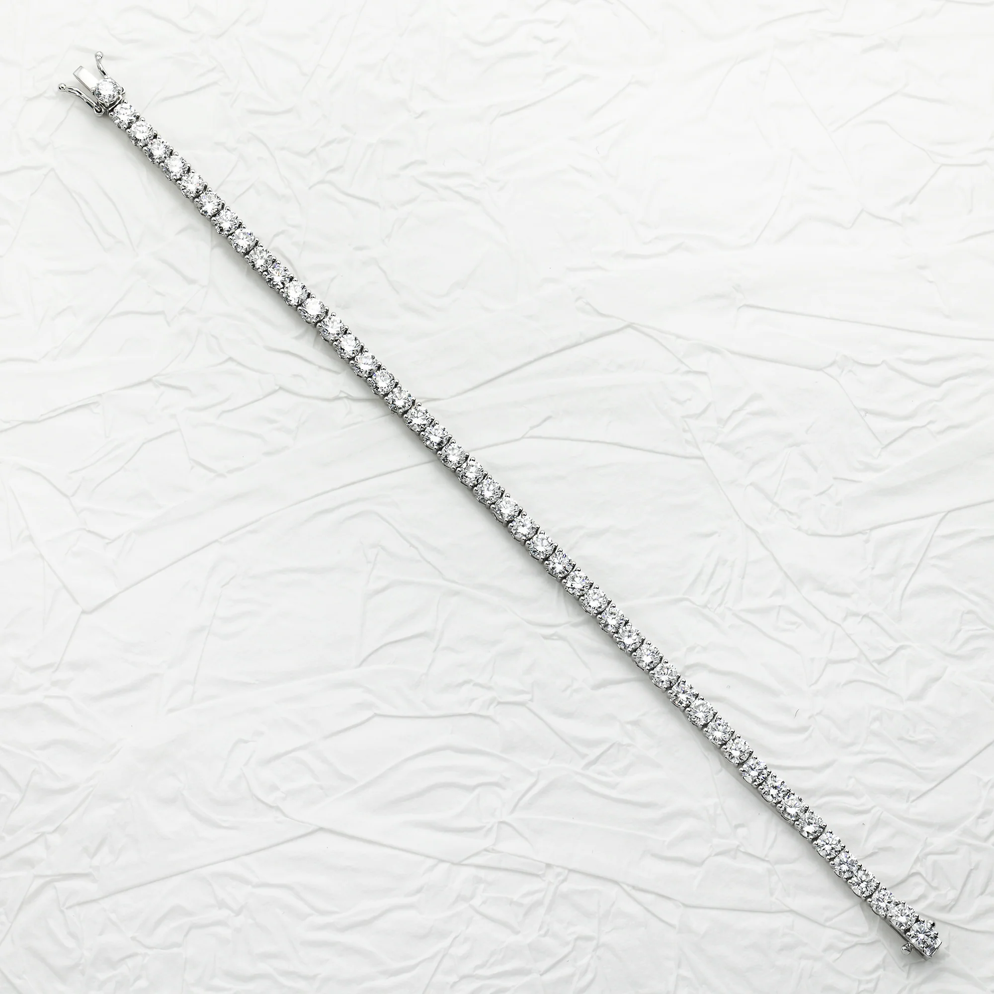 White Gold Round Cut Diamond Tennis Bracelet 7.01ct (6.5"-8.5") - Image 3