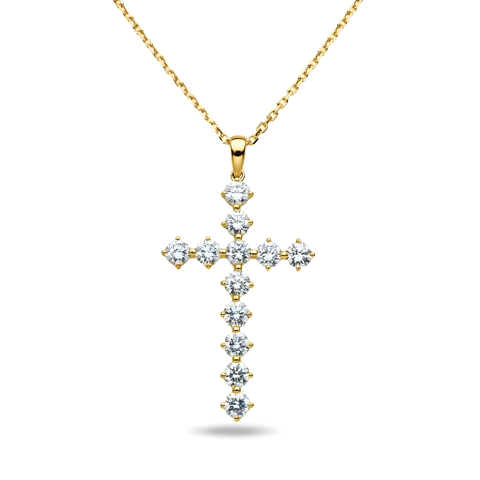 White Gold Round Diamond Cross Pendant & Chain Necklace 1.47ct - Image 4
