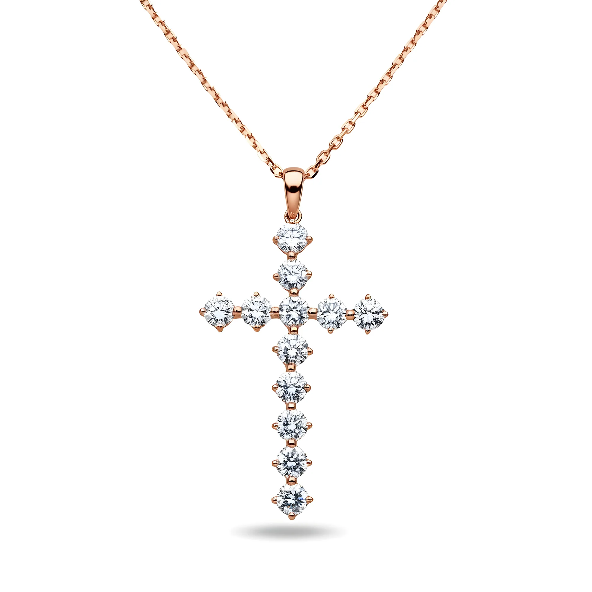 White Gold Round Diamond Cross Pendant & Chain Necklace 1.47ct - Image 6