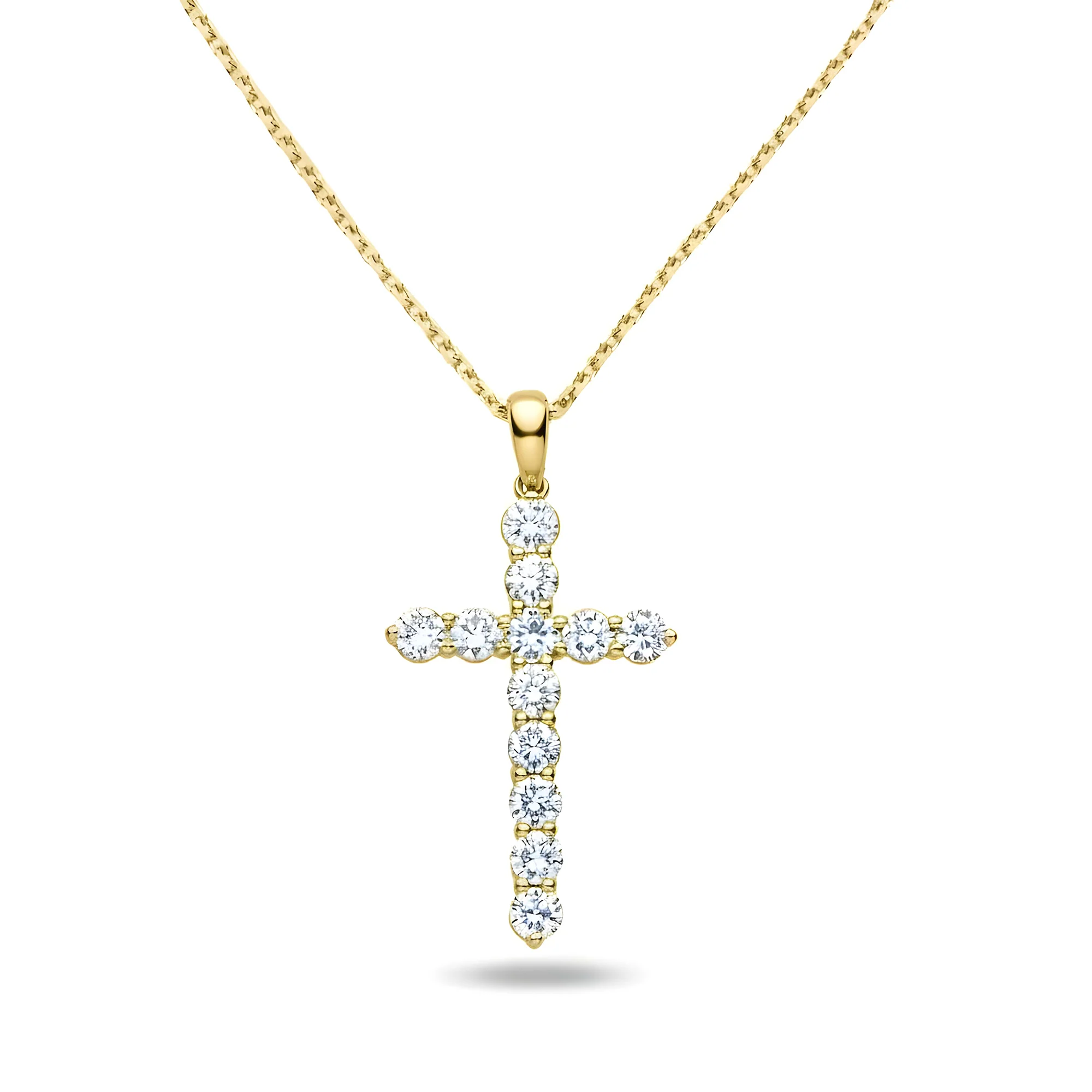White Gold Round Diamond Cross Pendant & Chain Necklace 1.12ct - Image 4