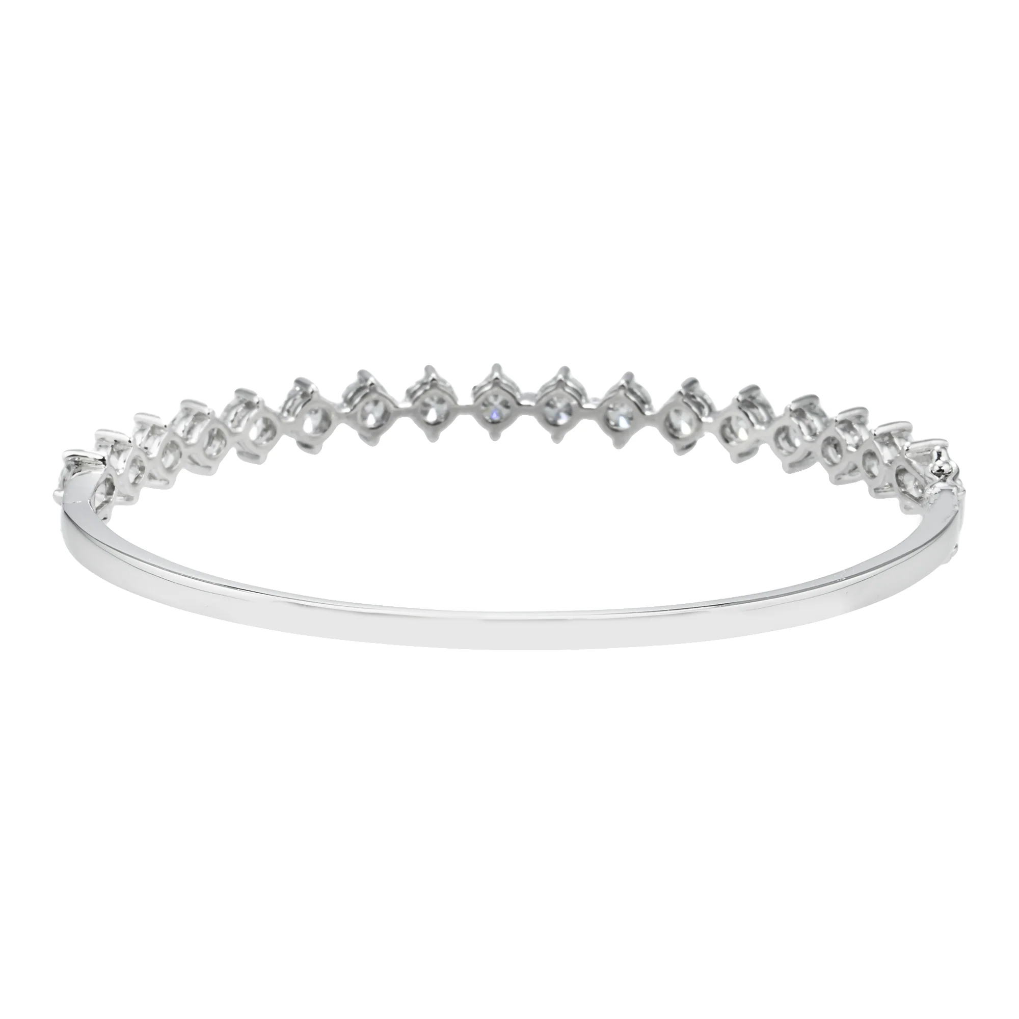 White Gold Round Diamond Satellite Bangle Bracelet 3.74ct - Image 3