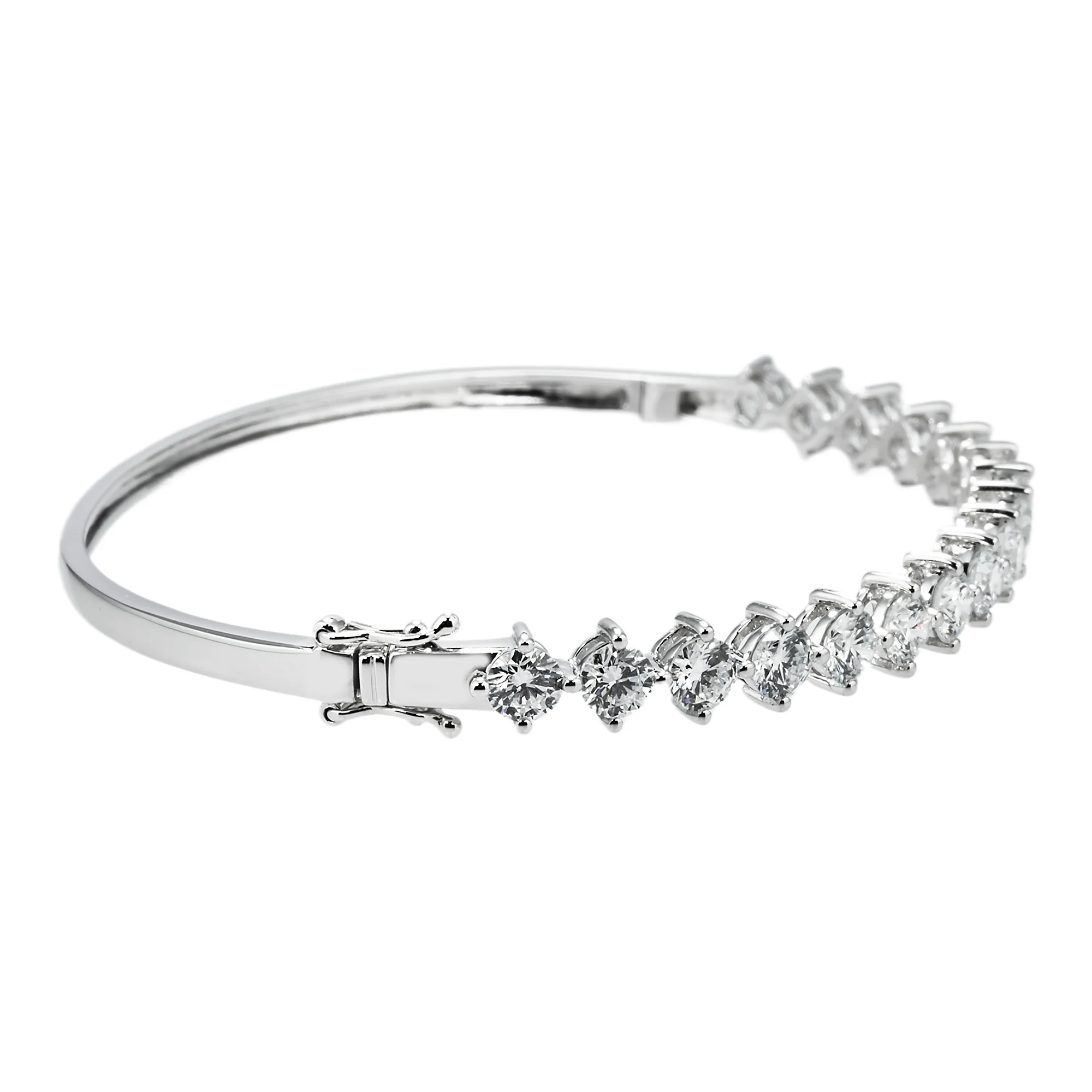 White Gold Round Diamond Satellite Bangle Bracelet 3.74ct - Image 4
