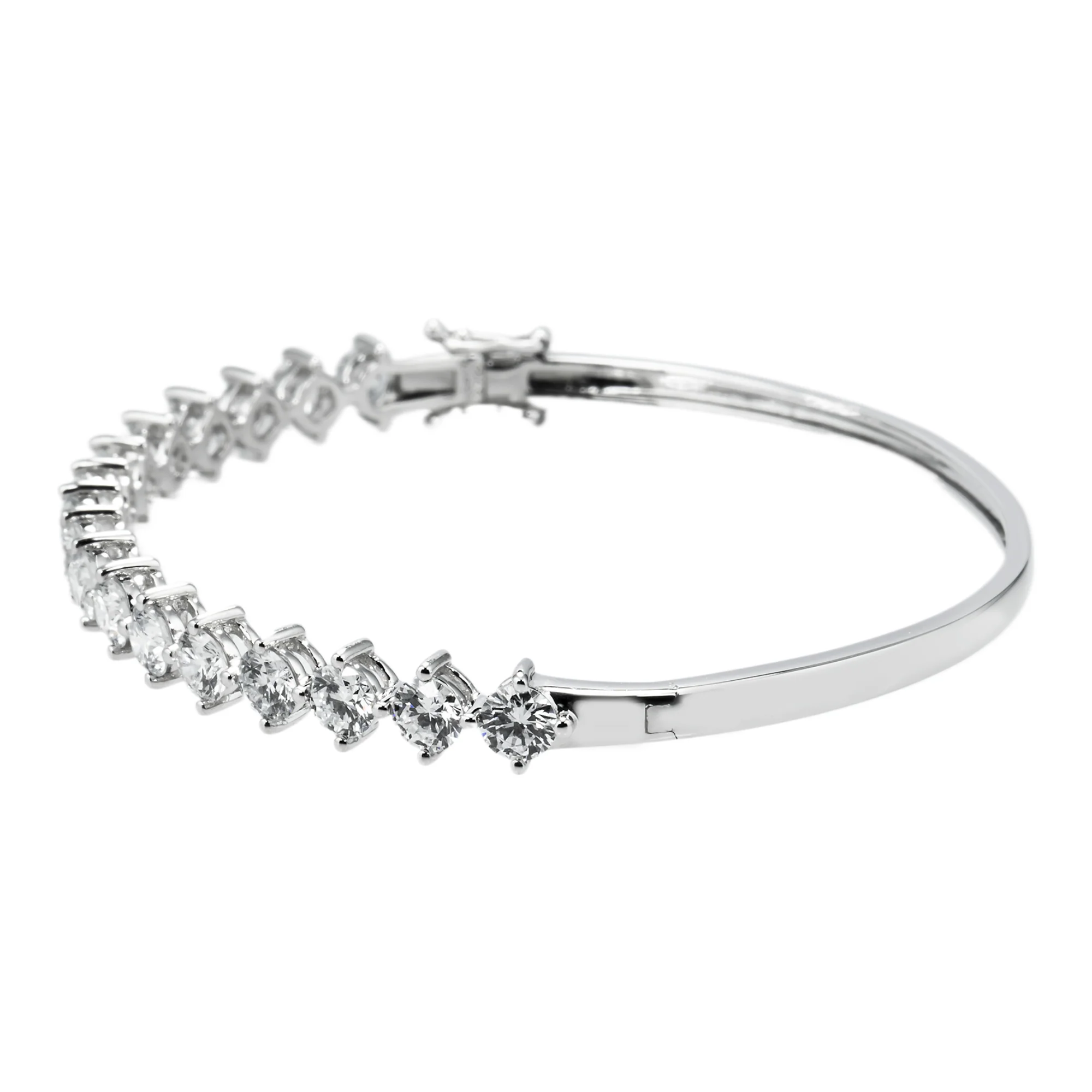 White Gold Round Diamond Satellite Bangle Bracelet 3.74ct - Image 5