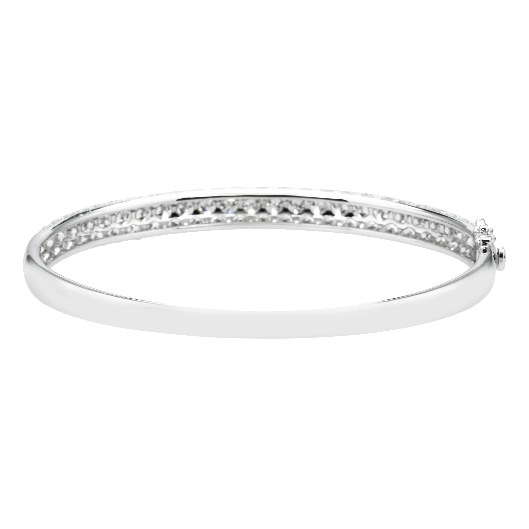 White Gold Triple Row Pave Set Round Diamond Bangle Bracelet 6.03ctw - Image 4