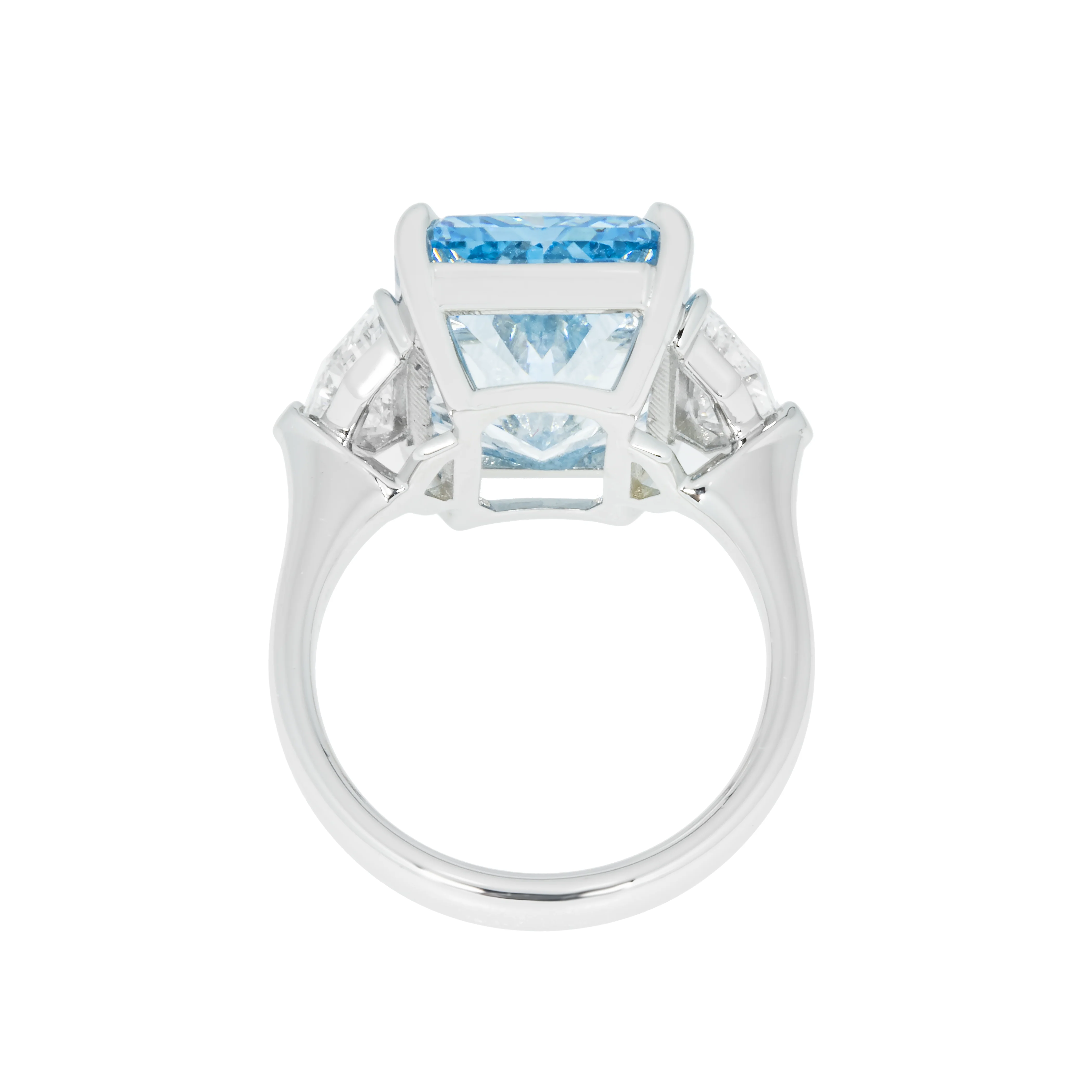 GIA Platinum 12ct Radiant Cut Fancy Vivid Blue Diamond Ring 13.37ctw - Image 4