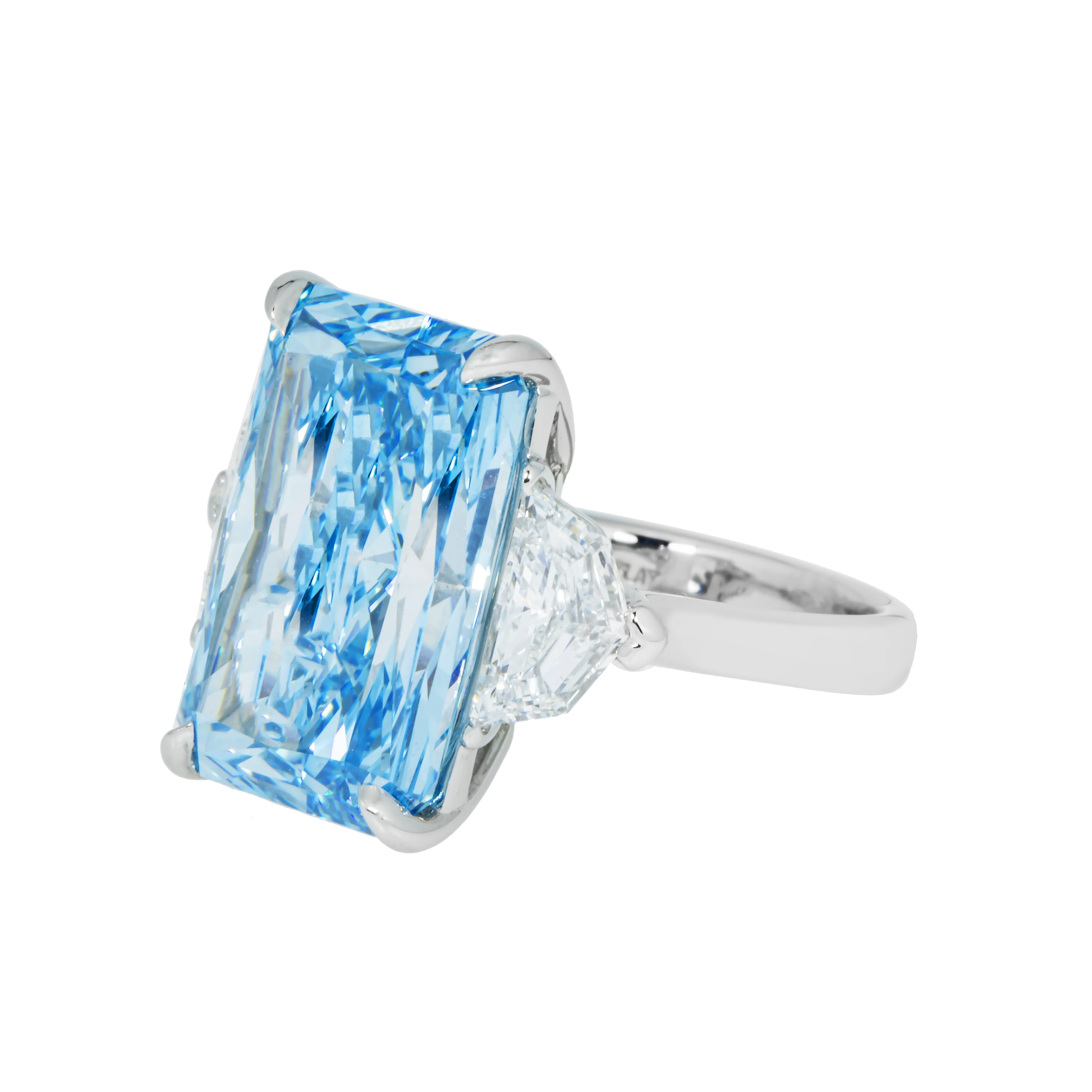 GIA Platinum 12ct Radiant Cut Fancy Vivid Blue Diamond Ring 13.37ctw - Image 5