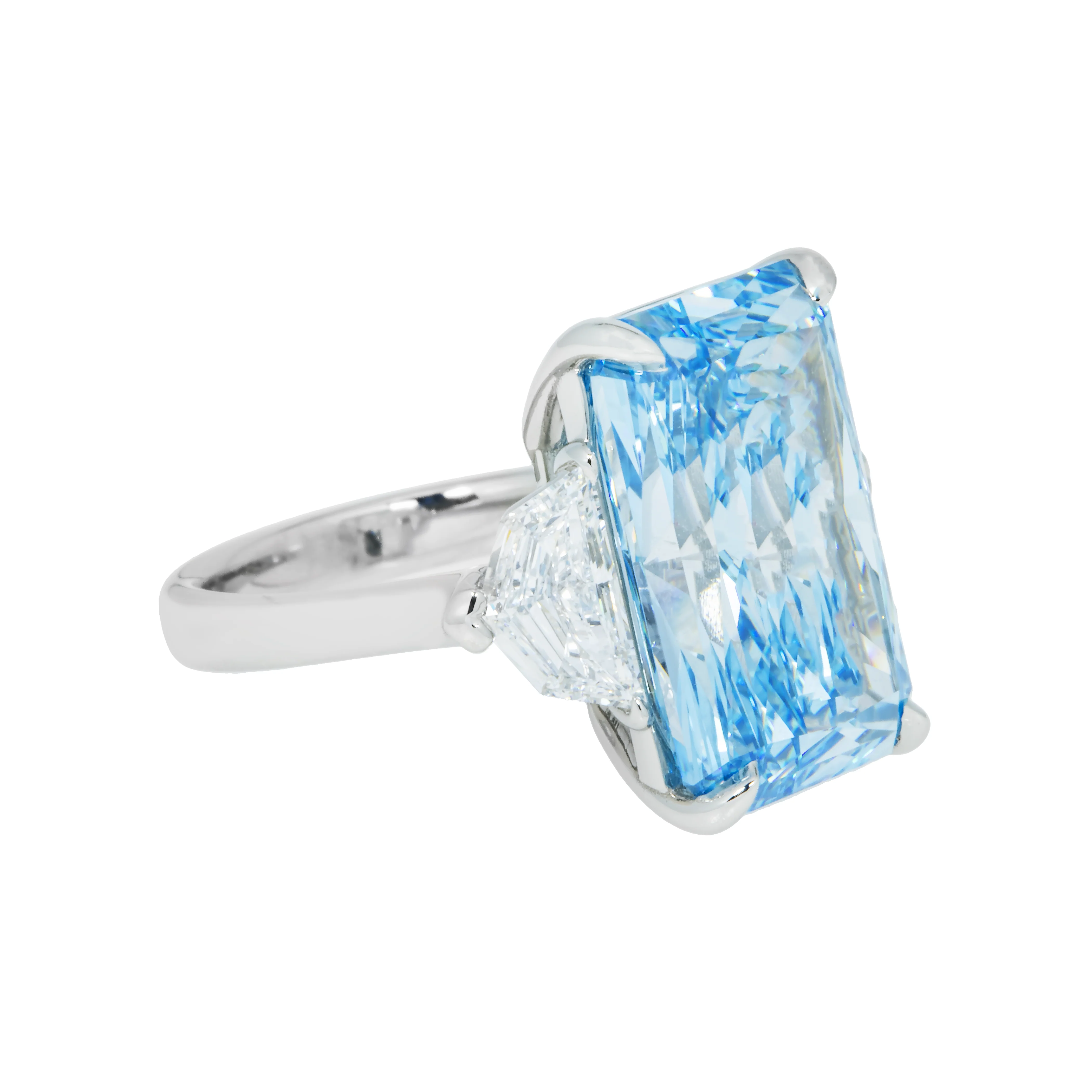 GIA Platinum 12ct Radiant Cut Fancy Vivid Blue Diamond Ring 13.37ctw - Image 6