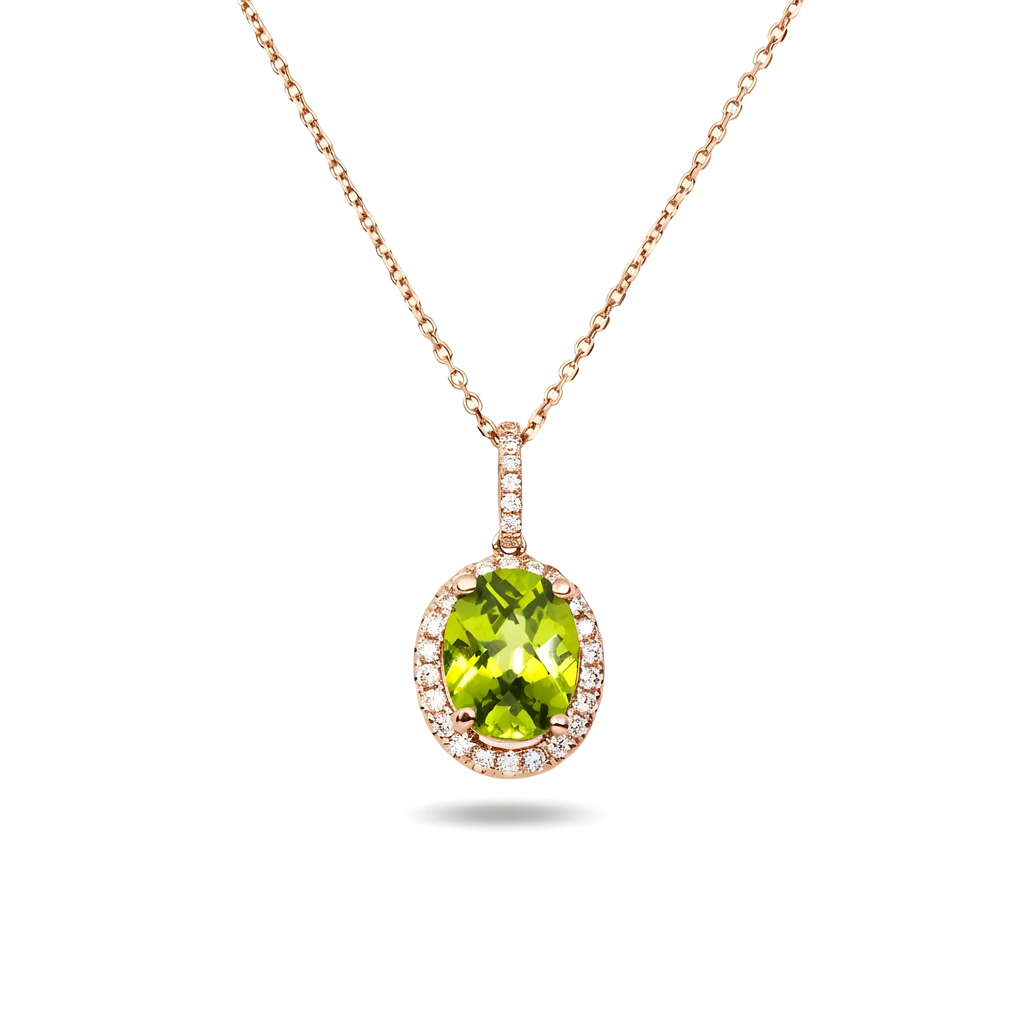 14 & 18K White Gold Diamond & Peridot Pendant & Chain Necklace - Image 6