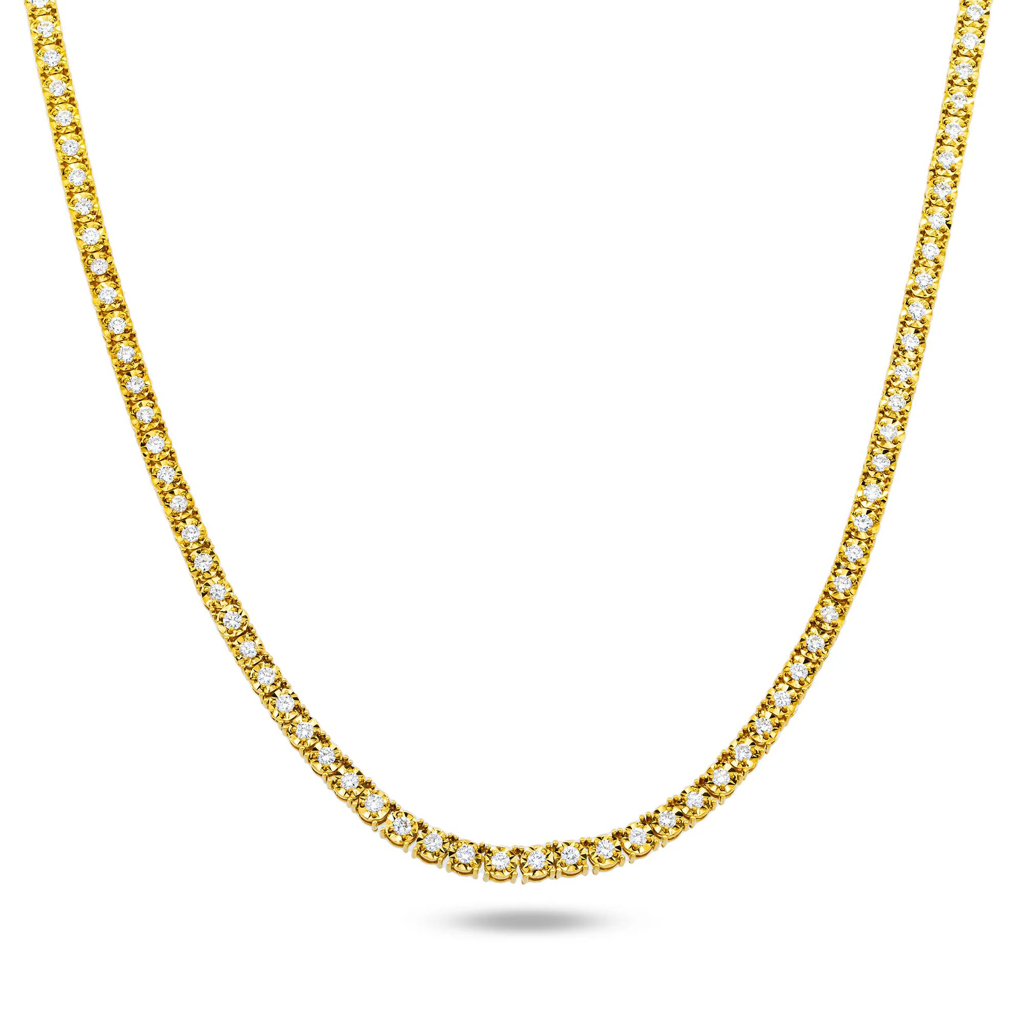 14K Yellow Gold Round Diamond Tennis Chain 4.26cts (16"-22")