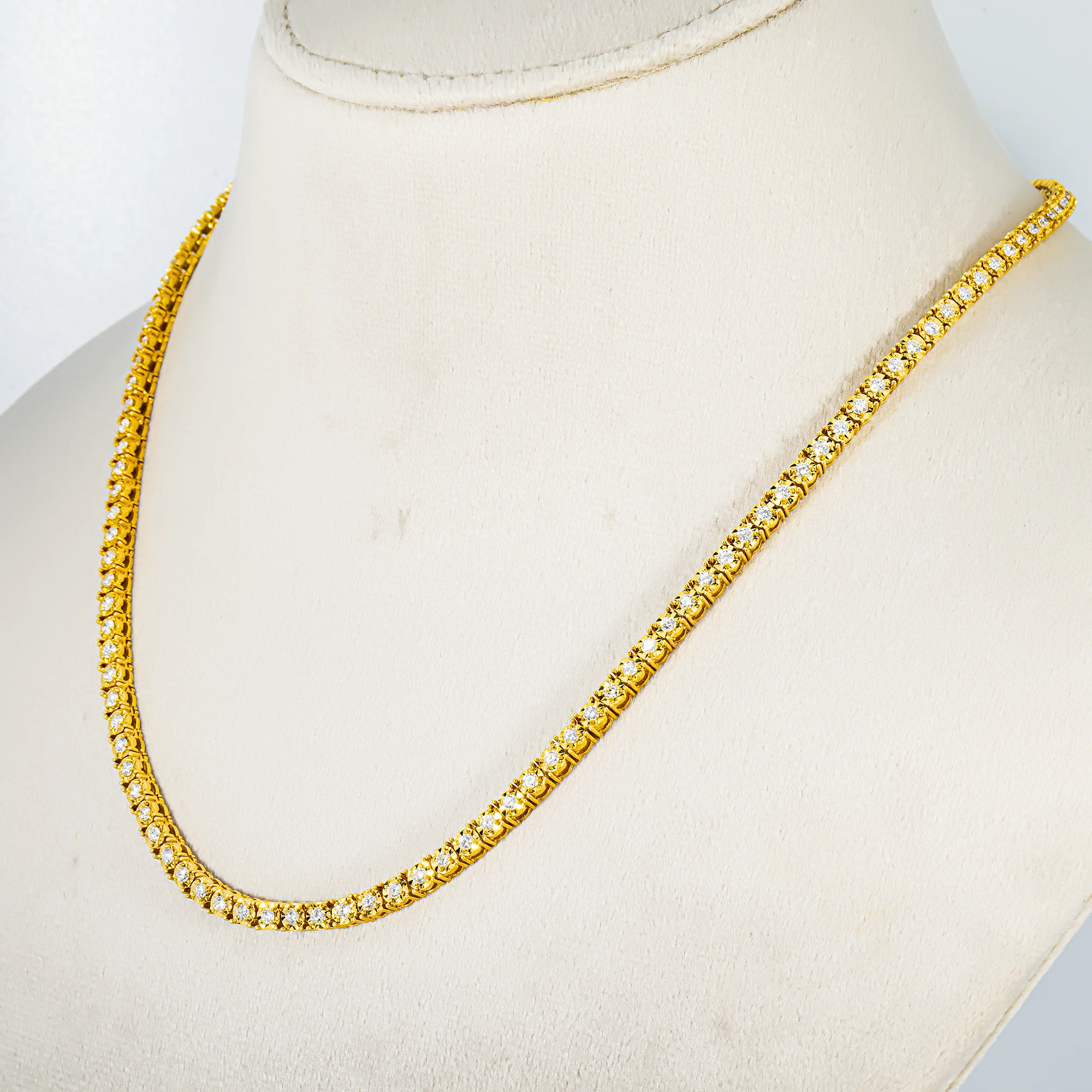 14K Yellow Gold Round Diamond Tennis Chain 4.26cts (16"-22") - Image 2