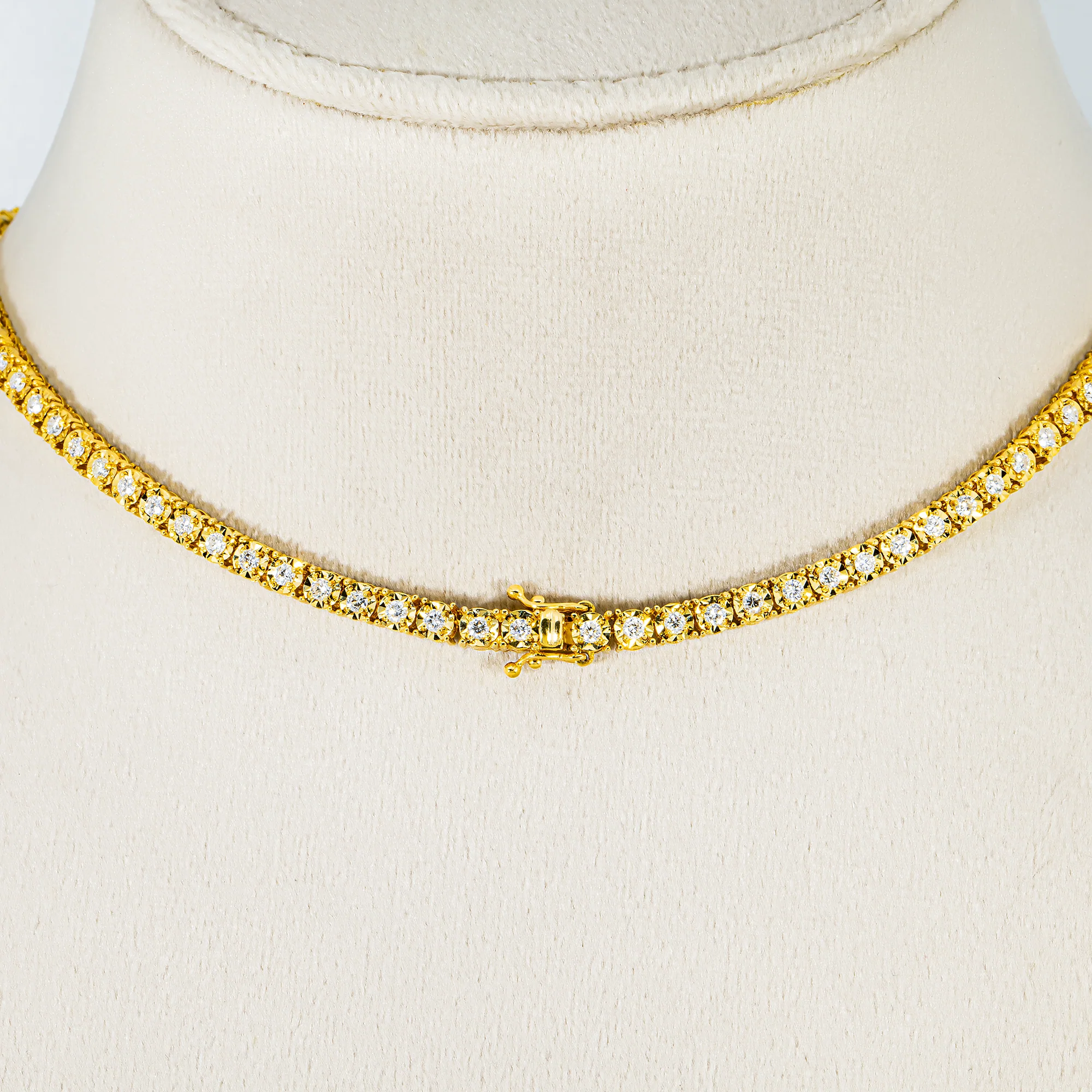 14K Yellow Gold Round Diamond Tennis Chain 4.26cts (16"-22") - Image 3