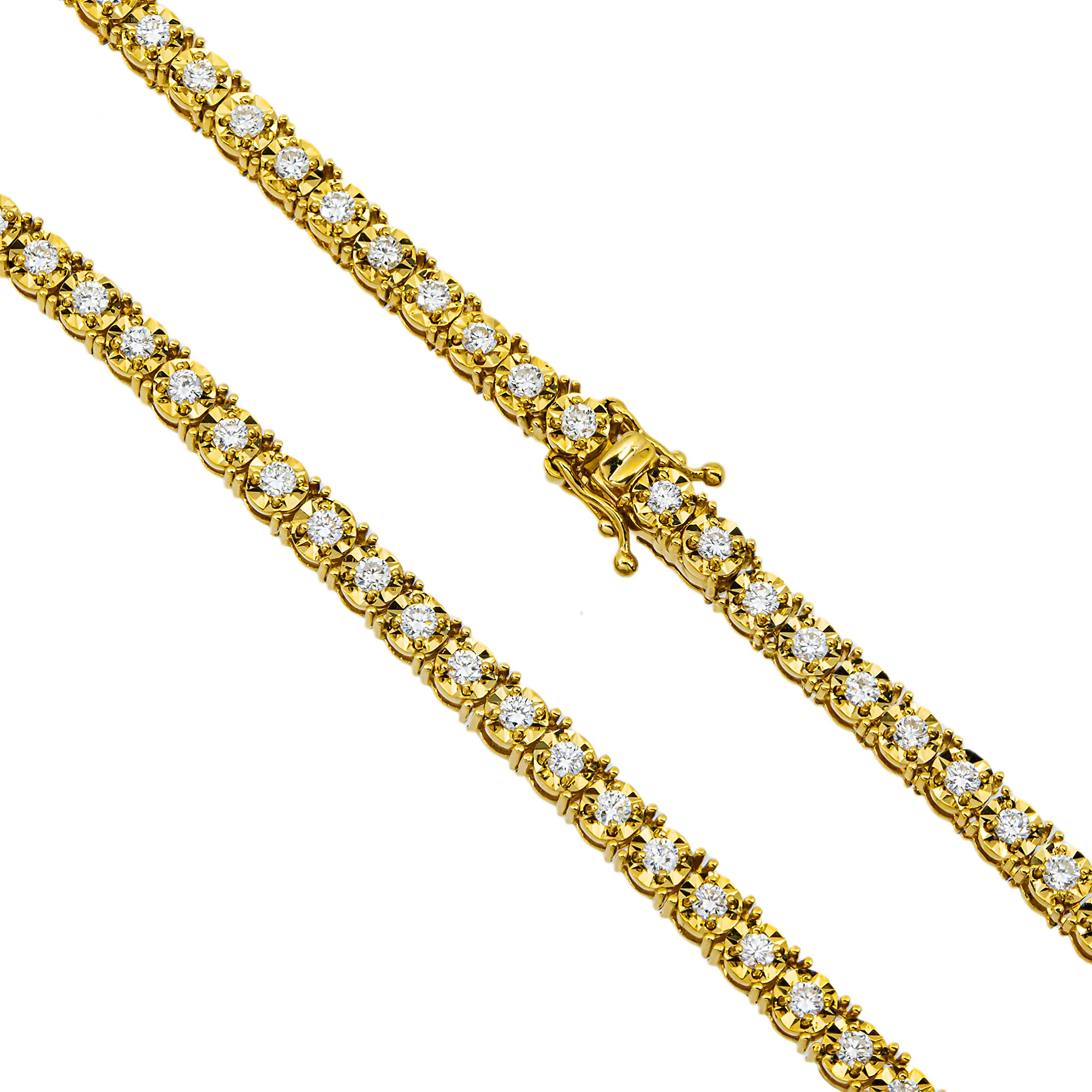 14K Yellow Gold Round Diamond Tennis Chain 4.26cts (16"-22") - Image 4