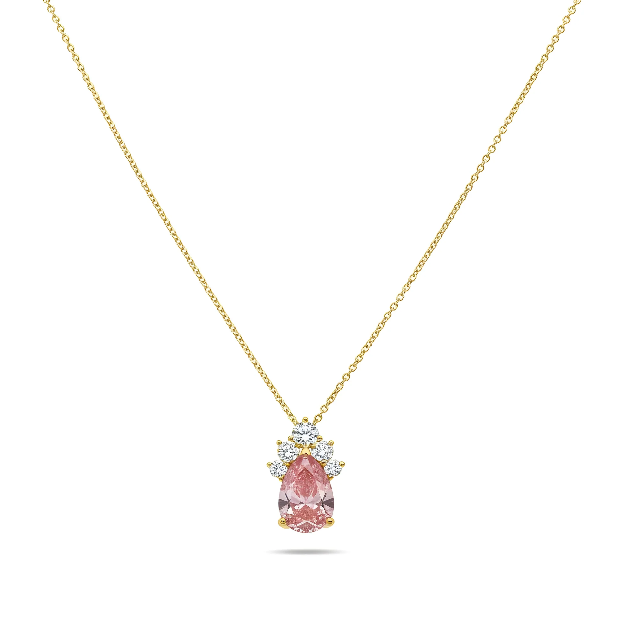 14K & 18K White Gold Pear Cut Fancy Pink Diamond Mini Pendant Necklace 1.87ctw - Image 3