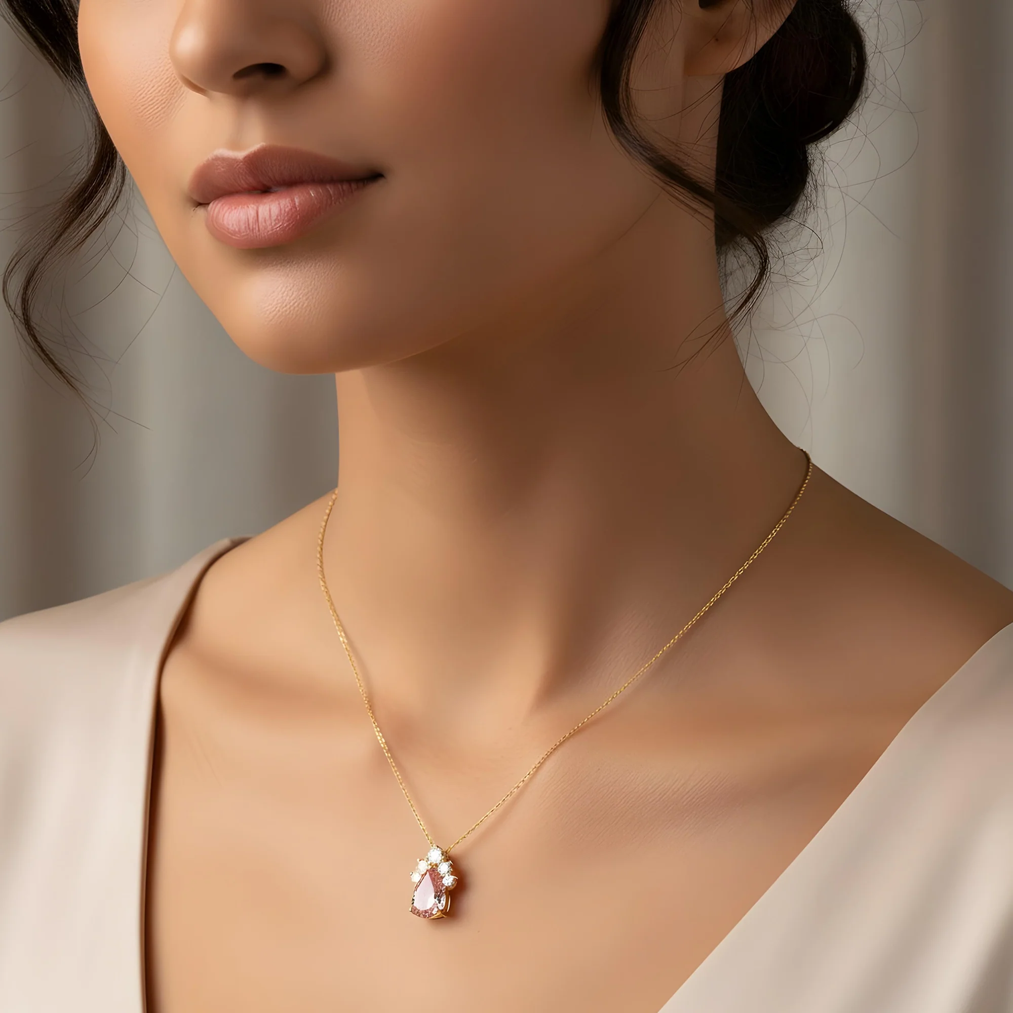 14K & 18K White Gold Pear Cut Fancy Pink Diamond Mini Pendant Necklace 1.87ctw - Image 4