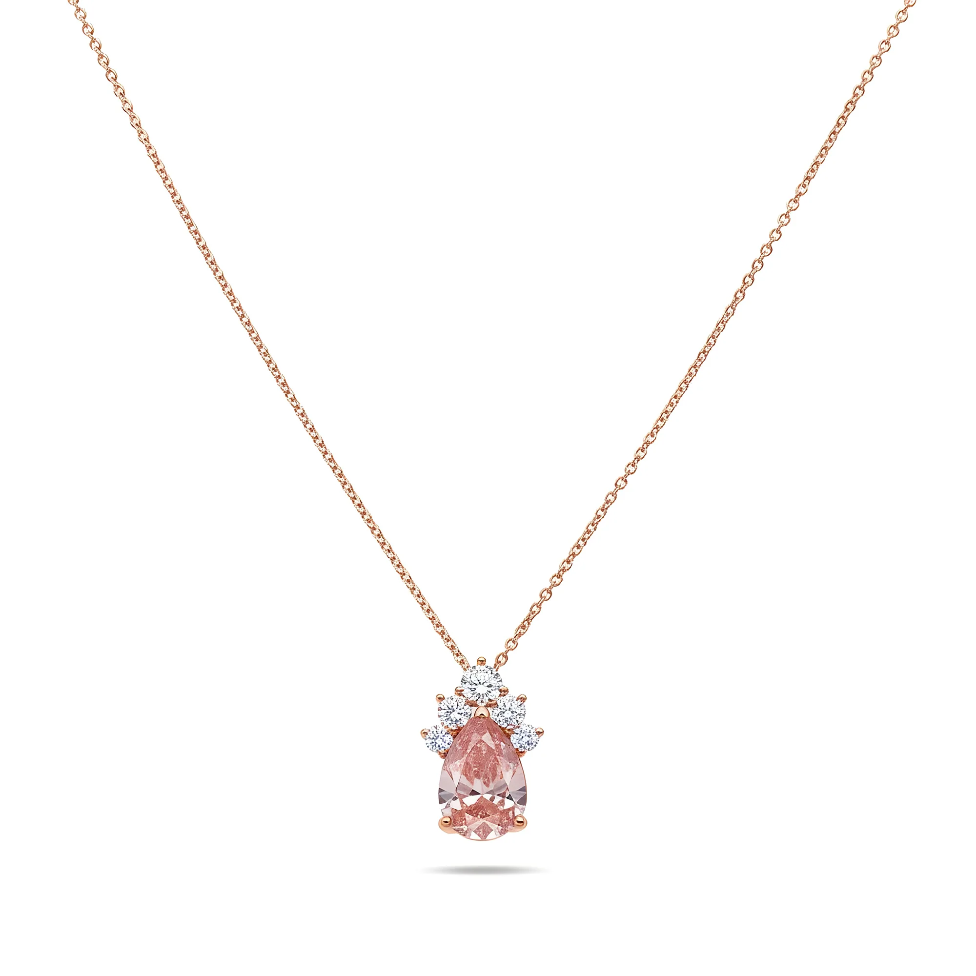 14K & 18K White Gold Pear Cut Fancy Pink Diamond Mini Pendant Necklace 1.87ctw - Image 5
