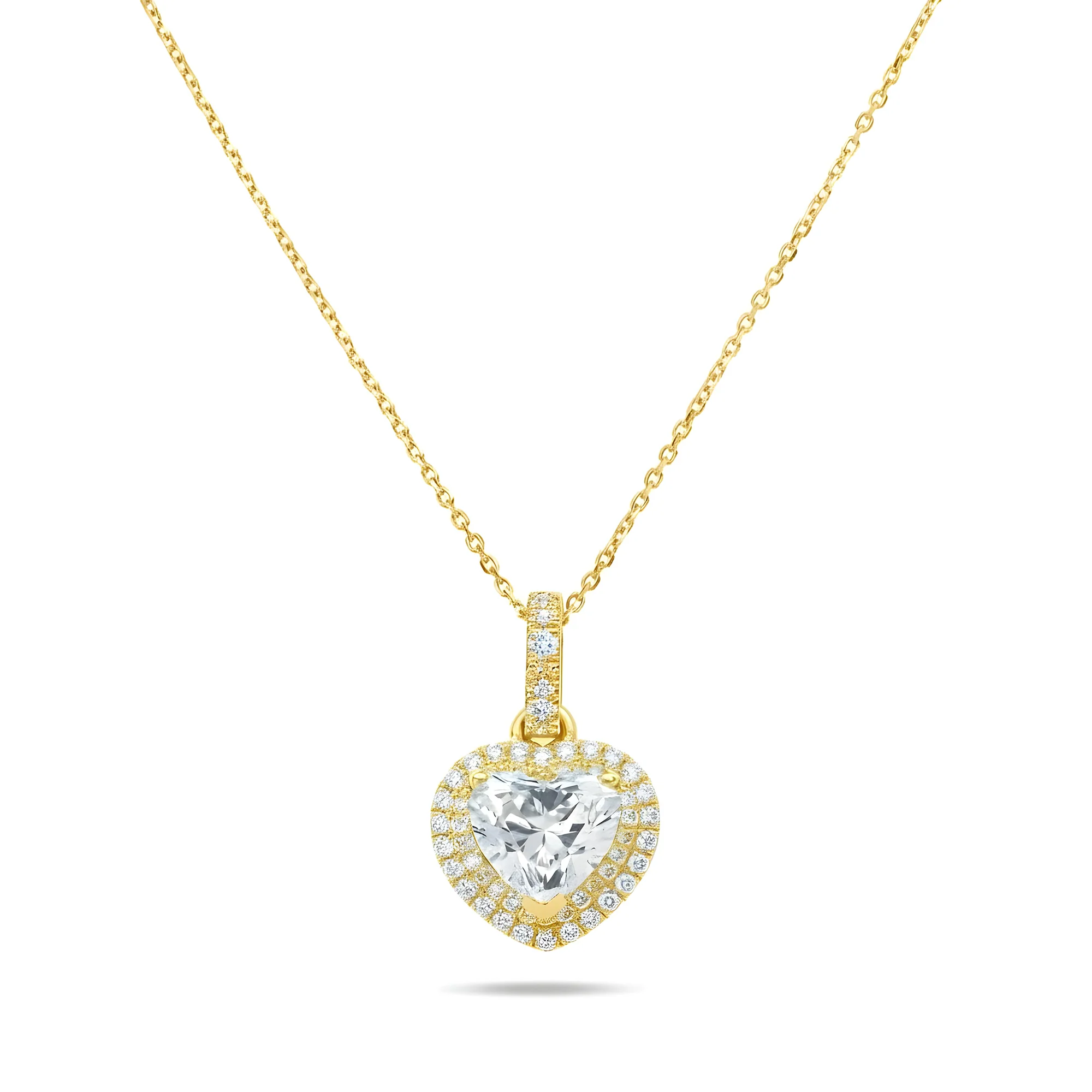 14K & 18K White Gold Heart Cut Diamond Pendant Necklace 3.07ctw - Image 3