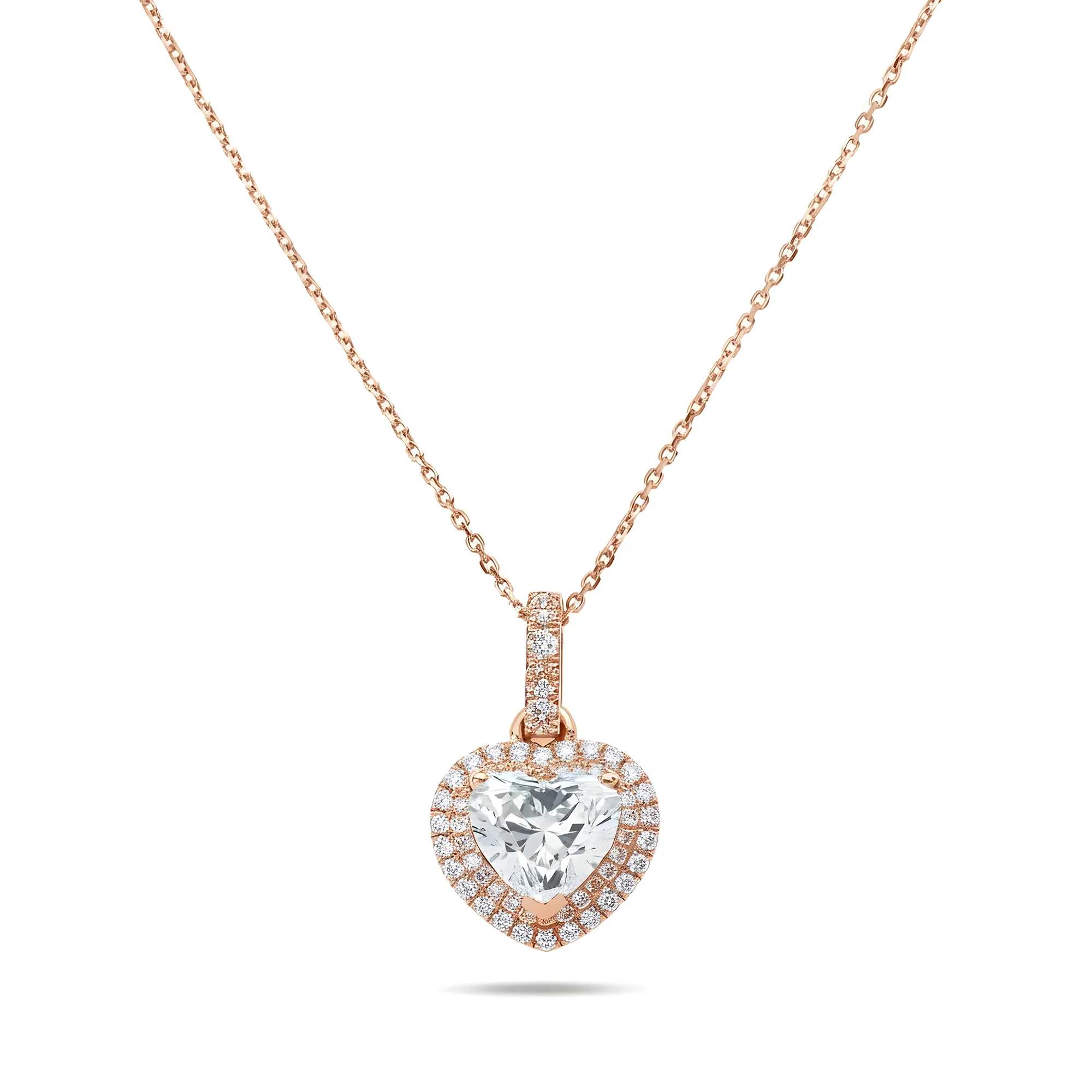 14K & 18K White Gold Heart Cut Diamond Pendant Necklace 3.07ctw - Image 5