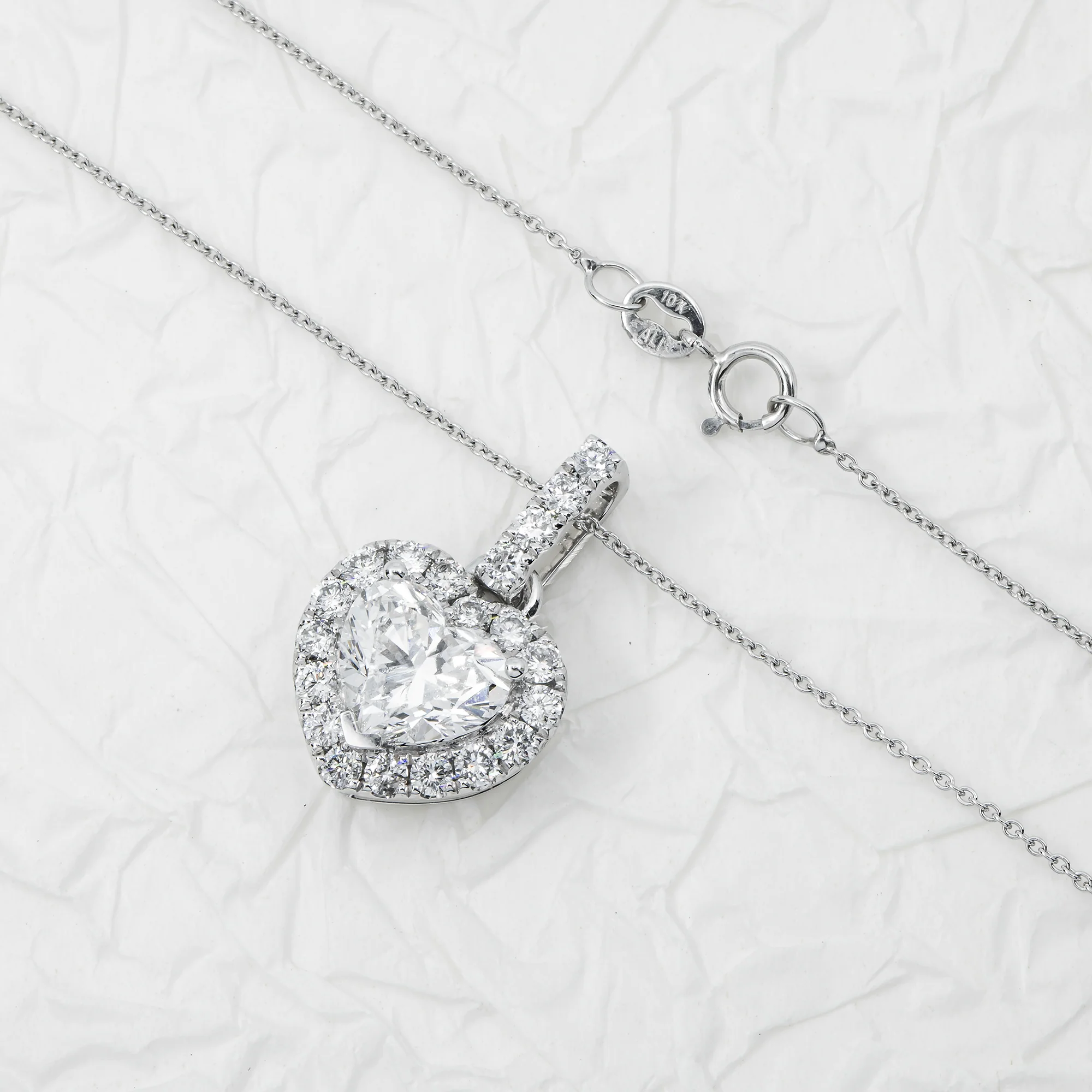 14K & 18K White Gold Heart Cut Pendant & Chain Necklace 2.73ct - Image 3