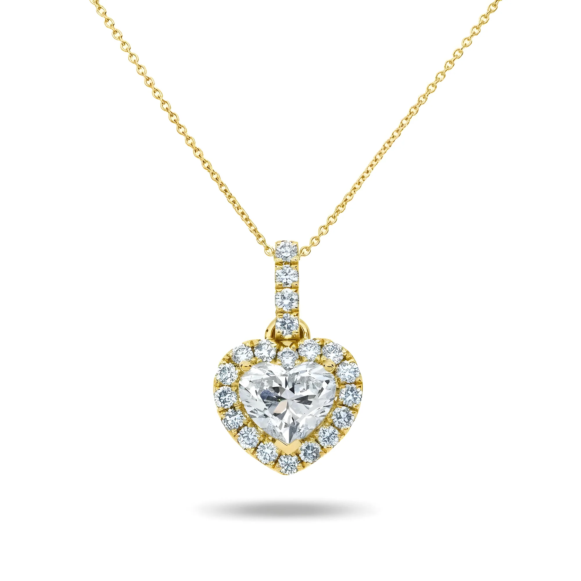 14K & 18K White Gold Heart Cut Pendant & Chain Necklace 2.73ct - Image 4