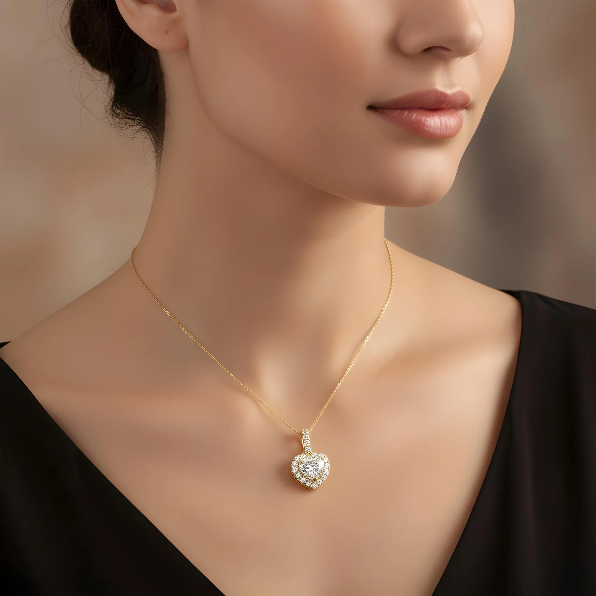 14K & 18K White Gold Heart Cut Pendant & Chain Necklace 2.73ct - Image 5