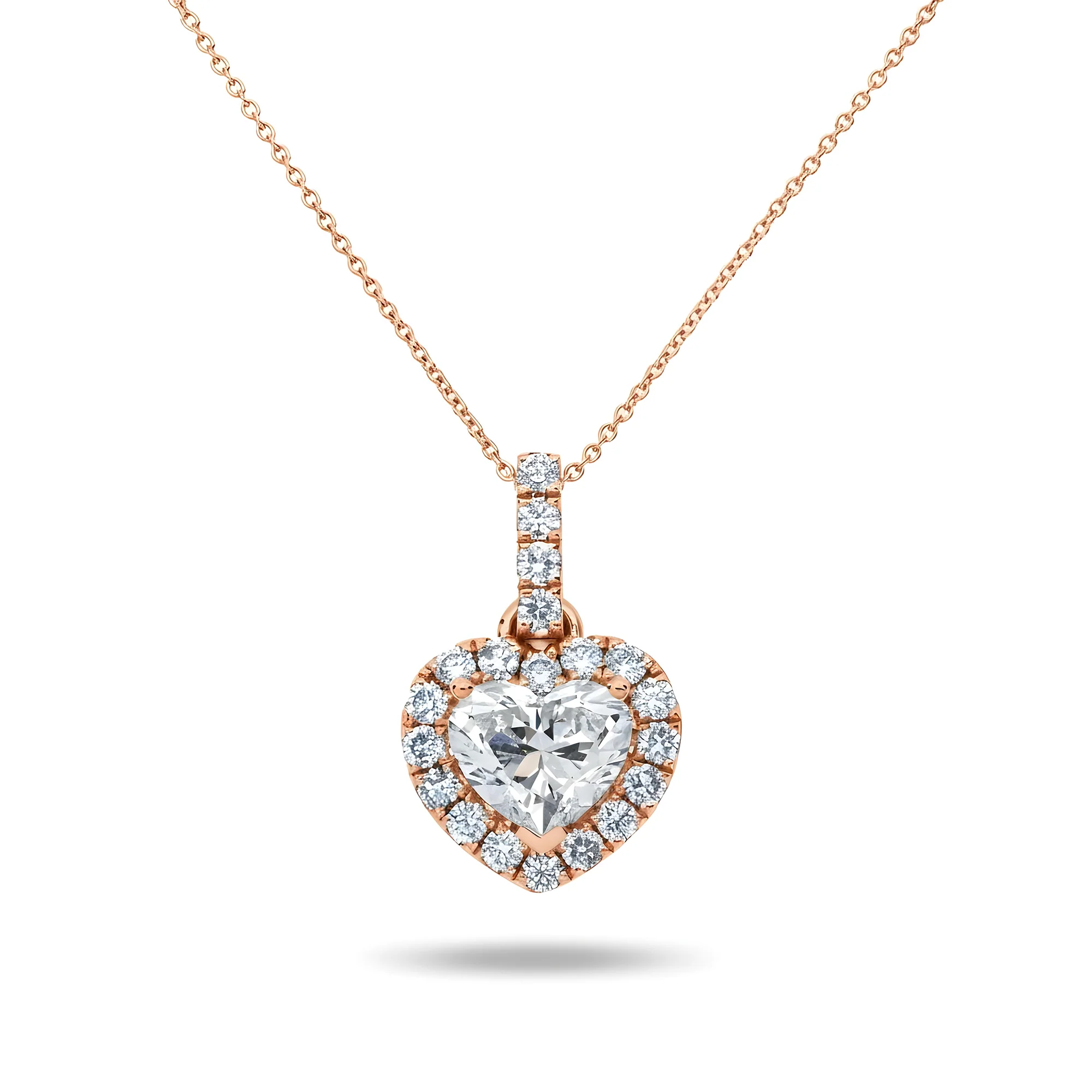 14K & 18K White Gold Heart Cut Pendant & Chain Necklace 2.73ct - Image 6