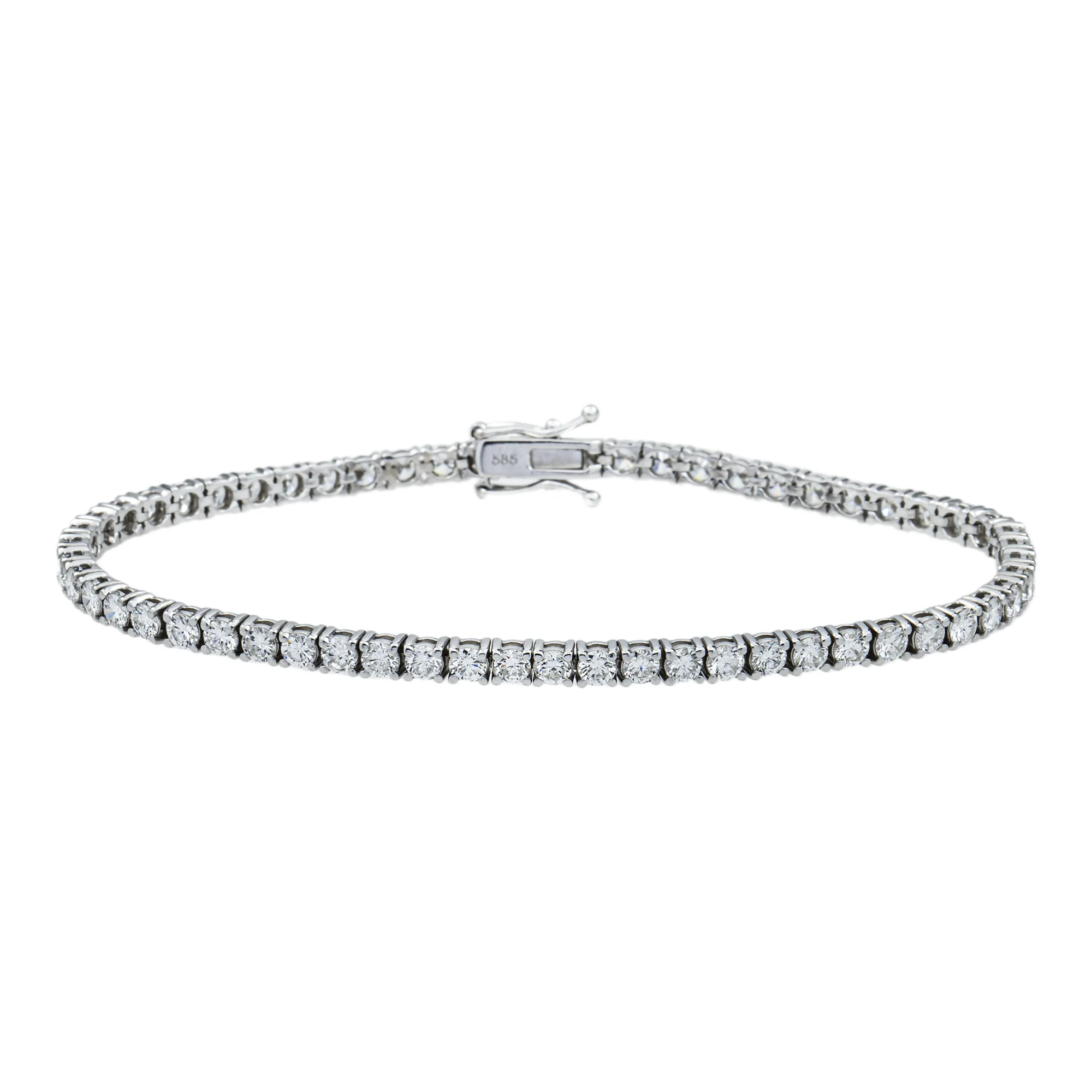 14K White Gold Round Diamond Tennis Bracelet 4.31ct (6"-8")