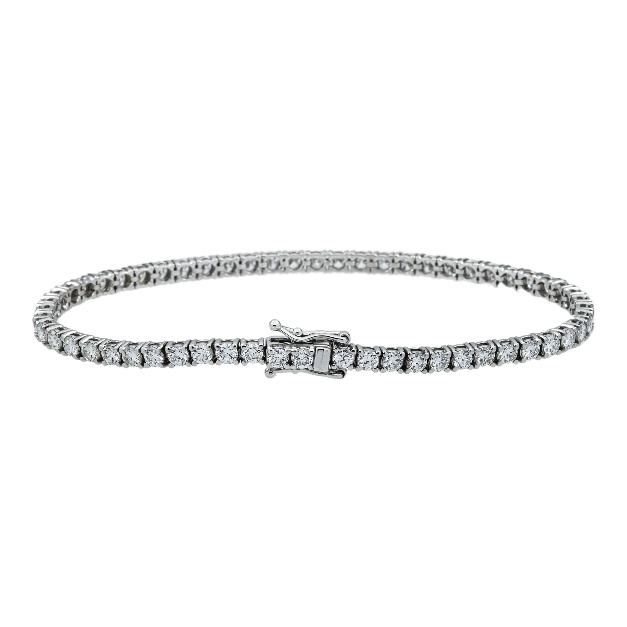14K White Gold Round Diamond Tennis Bracelet 4.31ct (6"-8") - Image 3