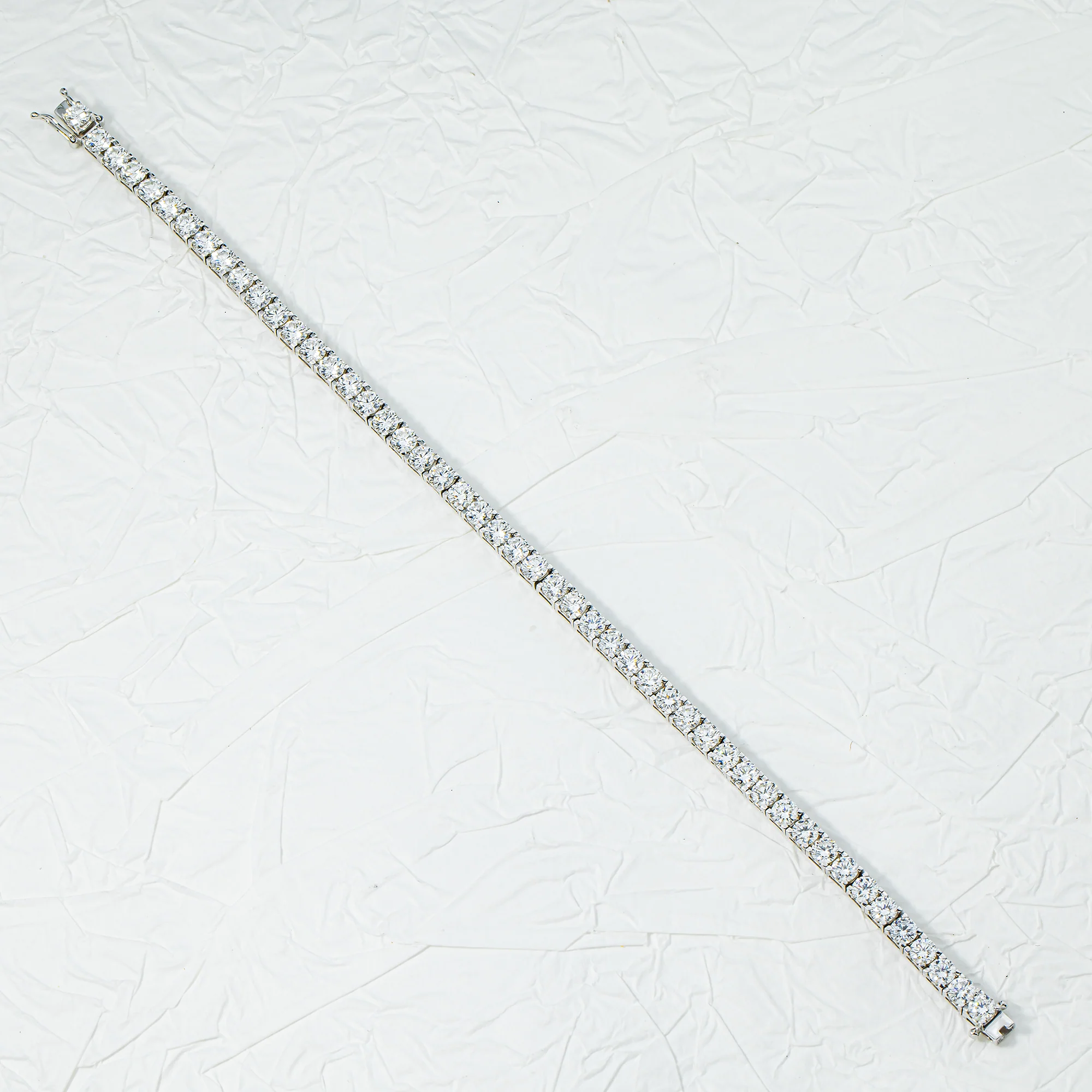White Gold Round Diamond Tennis Bracelet 10.02ct  (6"-8") - Image 4