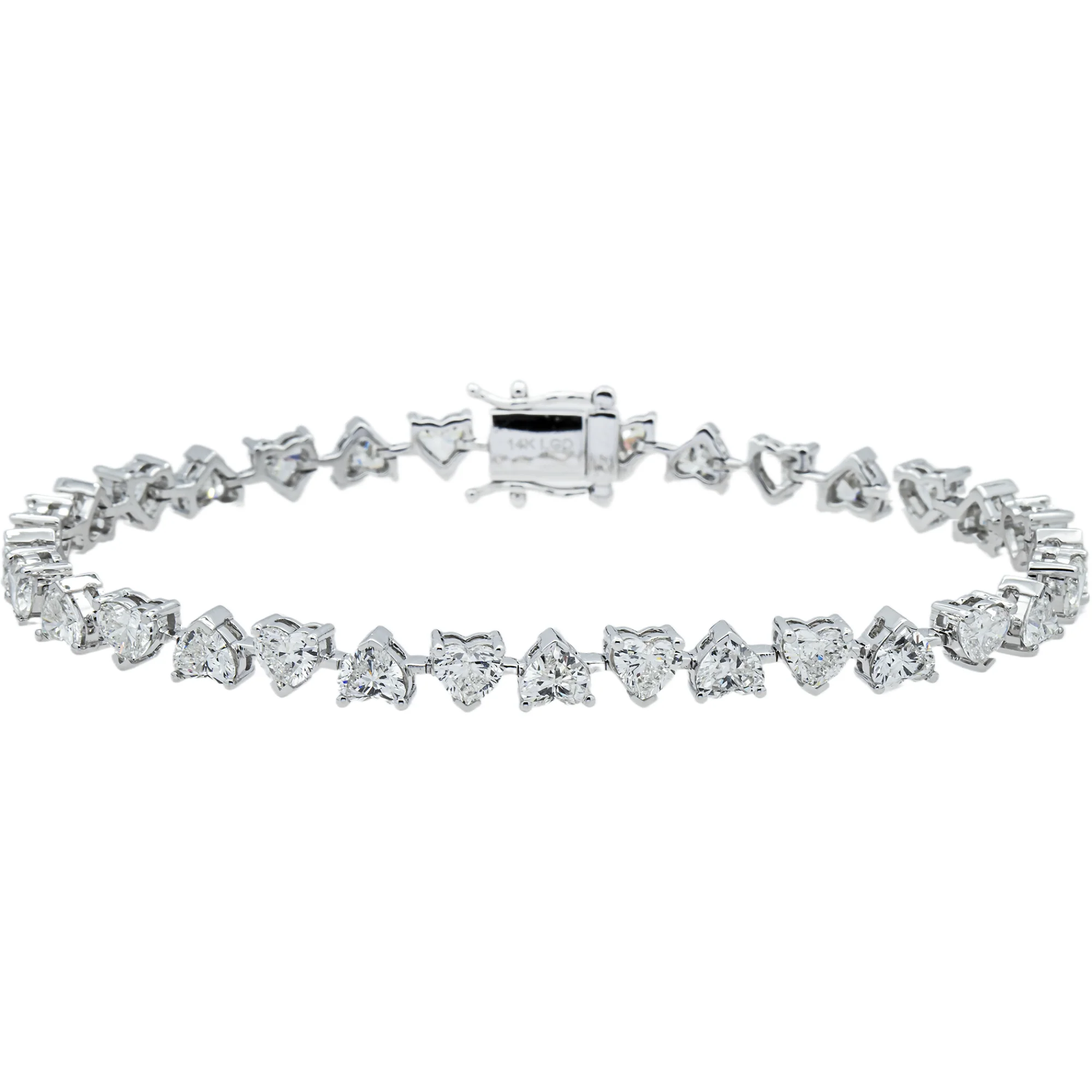 14K White Gold Heart Diamond Satellite  Bracelet 8.32ct (6"-8")