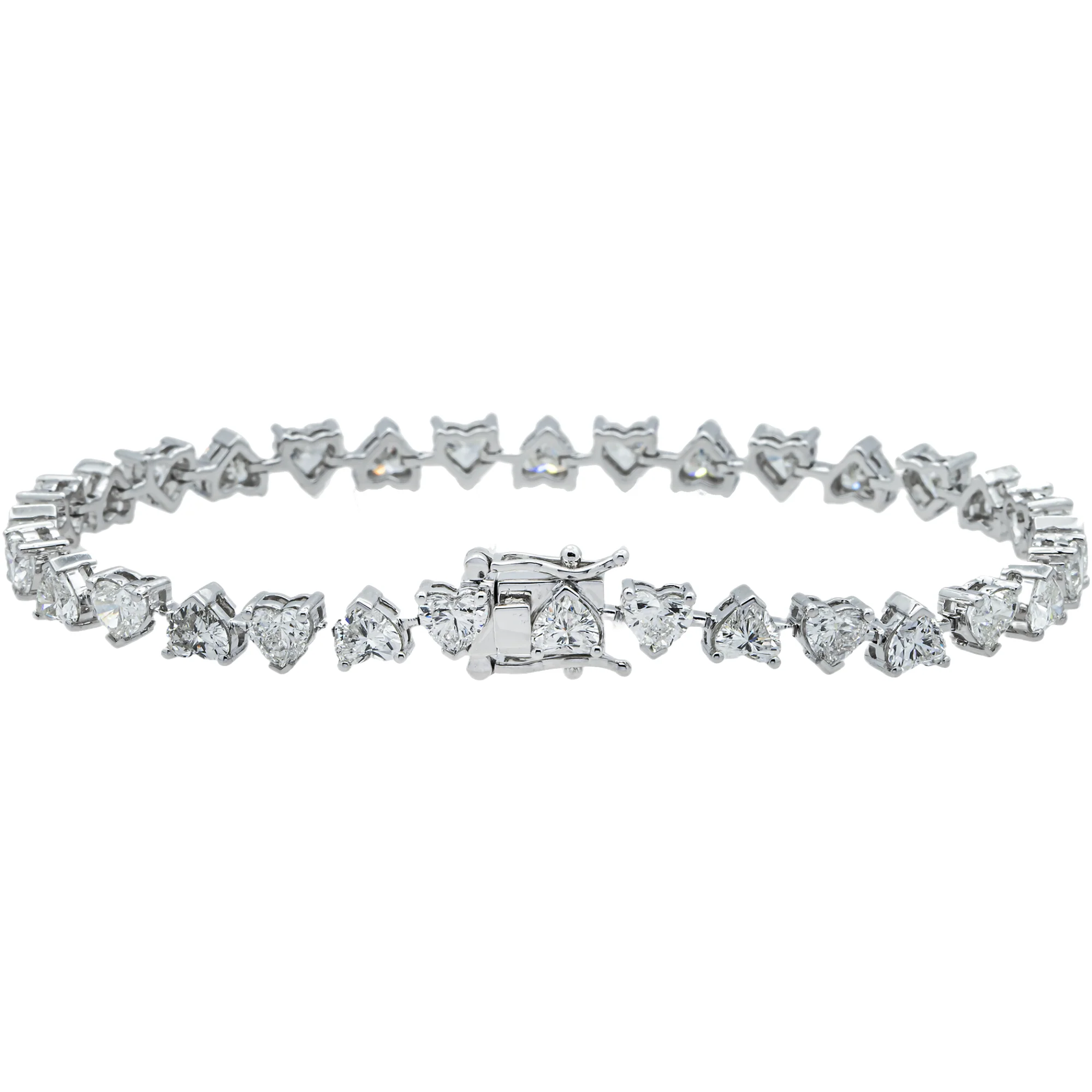 14K White Gold Heart Diamond Satellite  Bracelet 8.32ct (6"-8") - Image 3