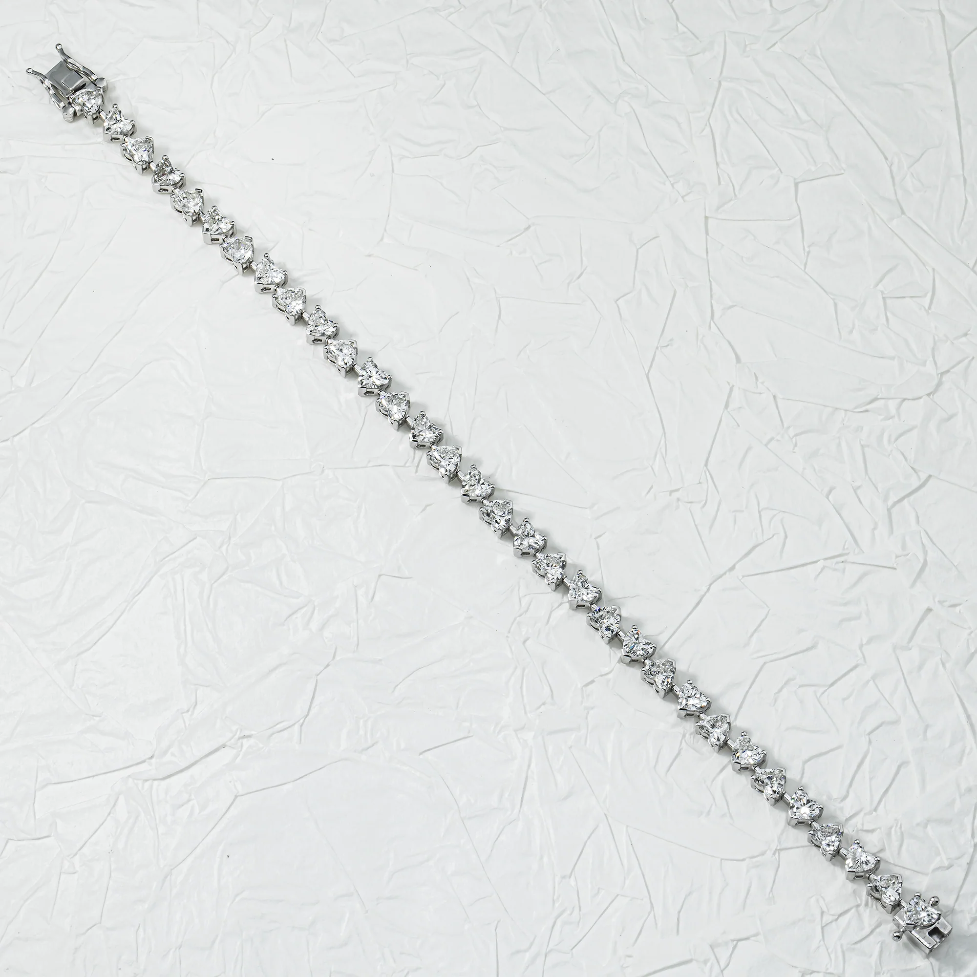 14K White Gold Heart Diamond Satellite  Bracelet 8.32ct (6"-8") - Image 4