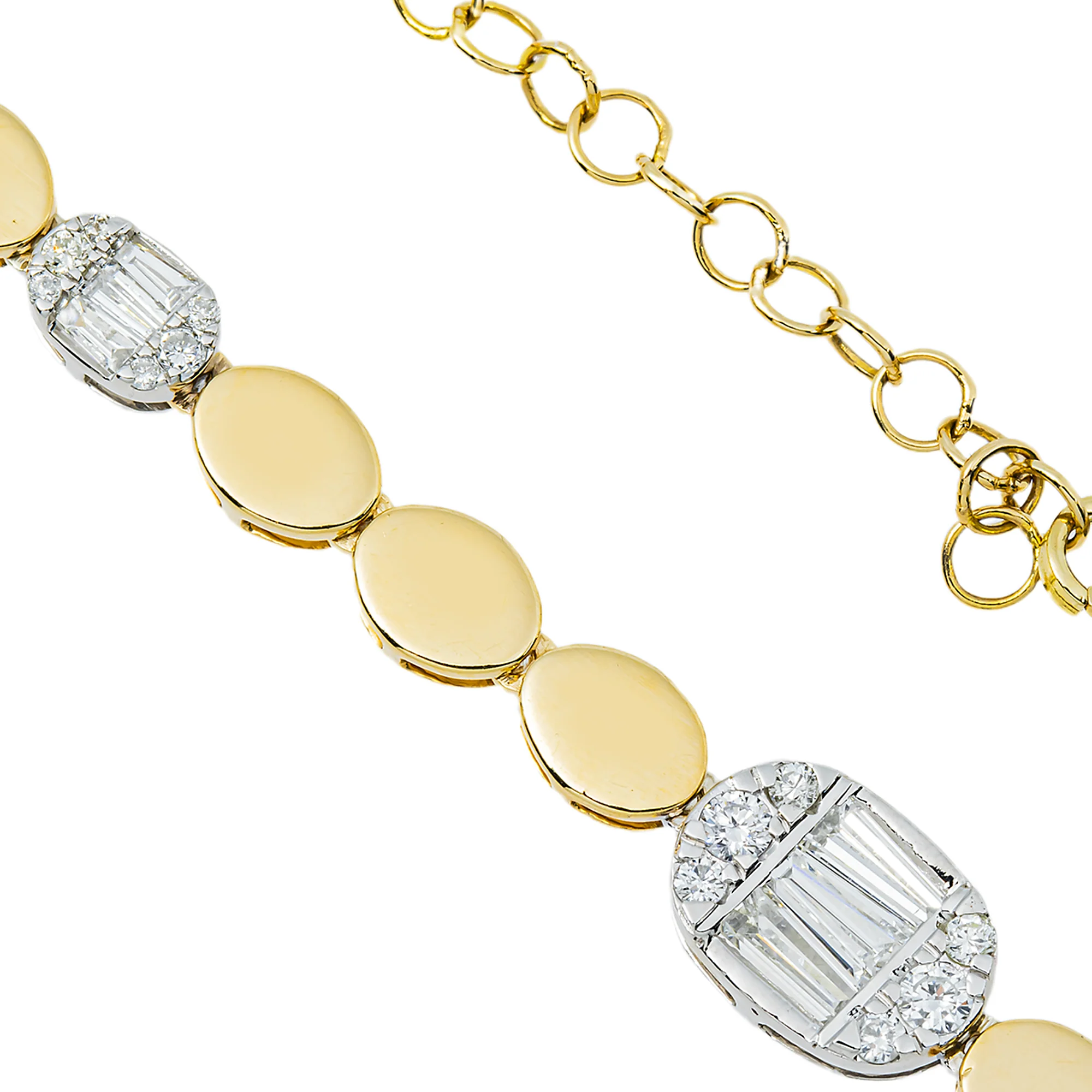 14K Yellow Gold Diamond Triple Baguette Necklace 0.88ct - Image 4